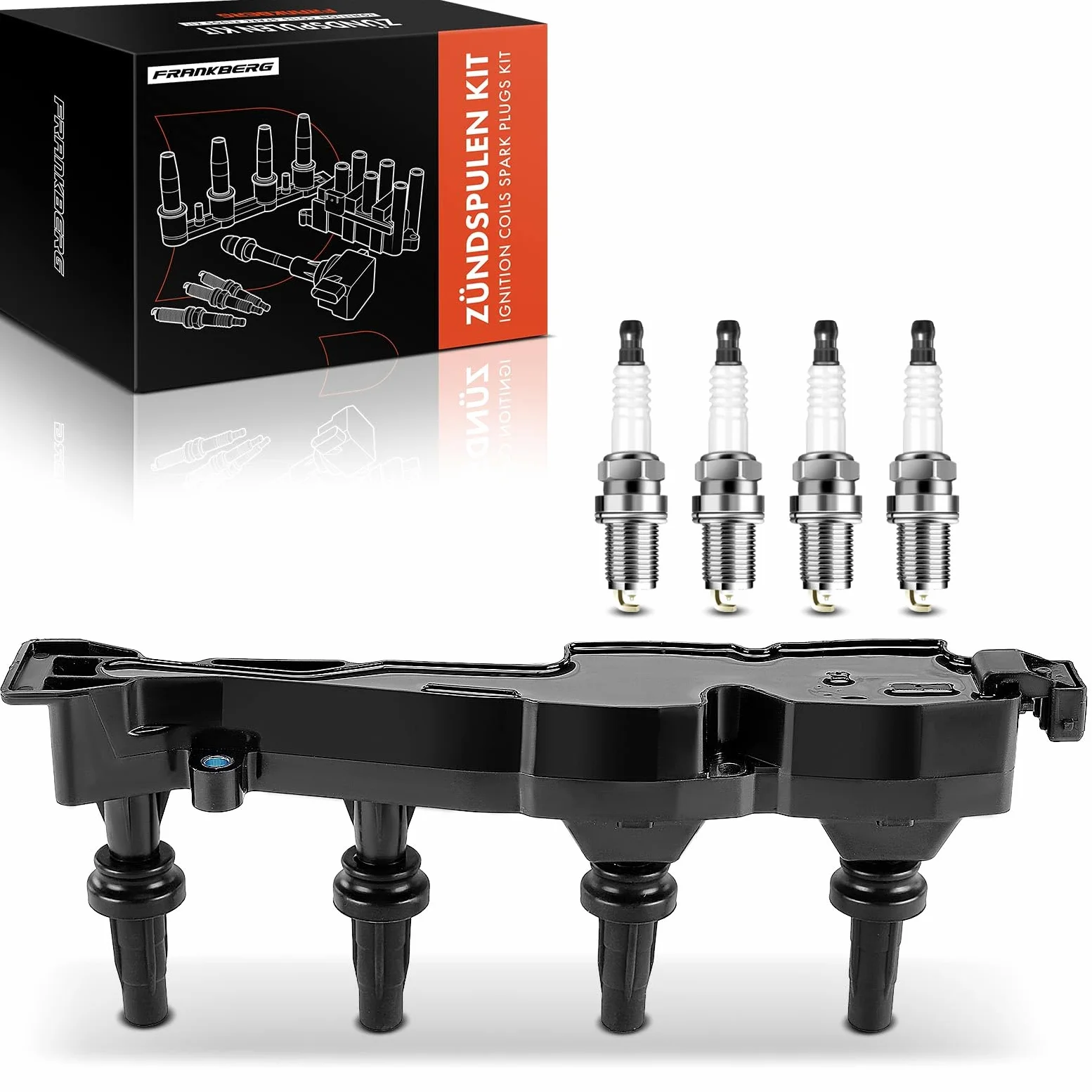 Frankberg bobina de encendido + 4 bujías de 4 Polos 96213086 | Compatible con: Saxo S0 S1,106 II 1A 1C