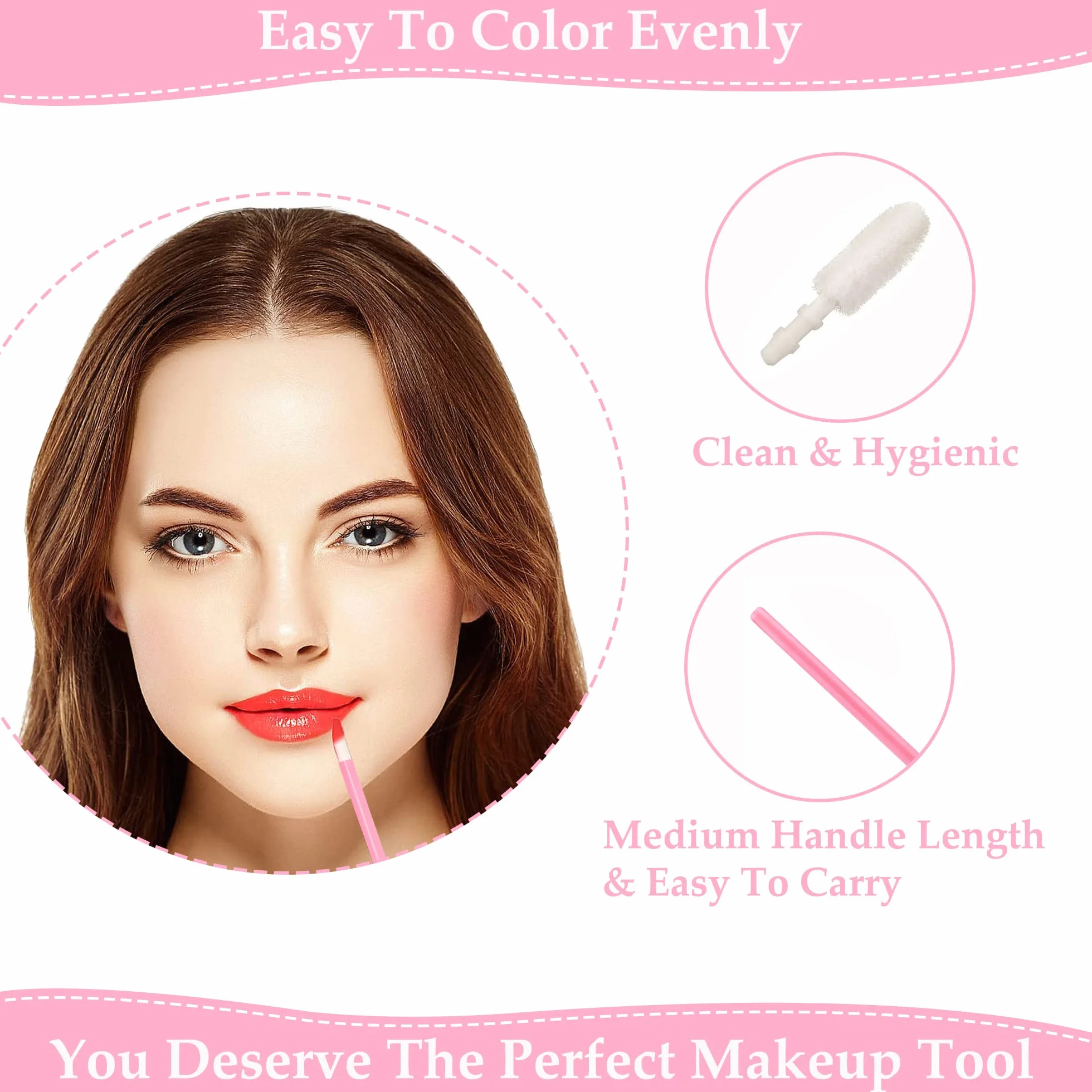 Pinceles desechables para labios minipintalabios corrector aplicador rosa