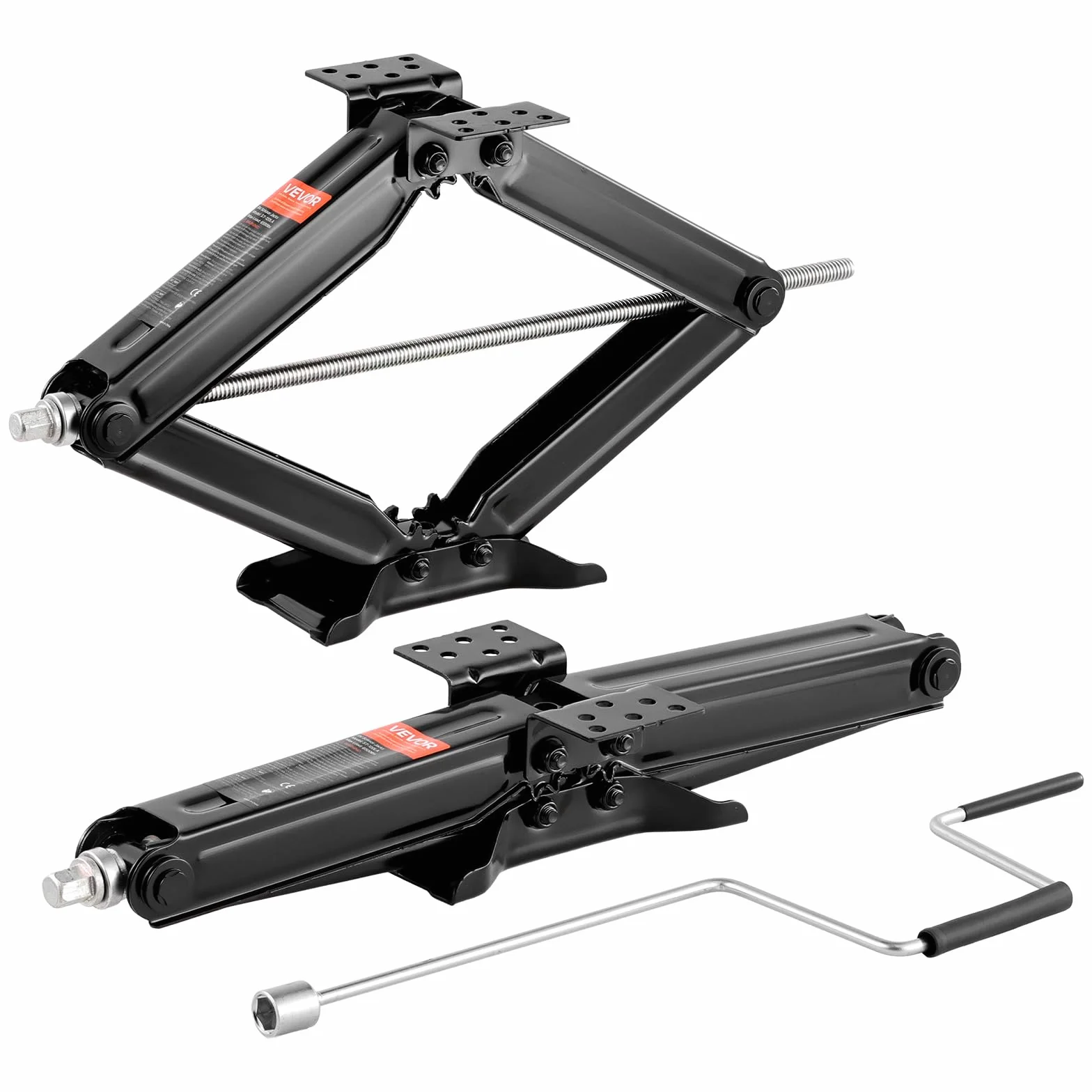 VEVOR Gatos de Tijera 2277 kg 2 uds para Autocaravanas con Manivela Nivel de Burbuja Enchufe 665x182x103 mm Rango Elevación 10-60 cm