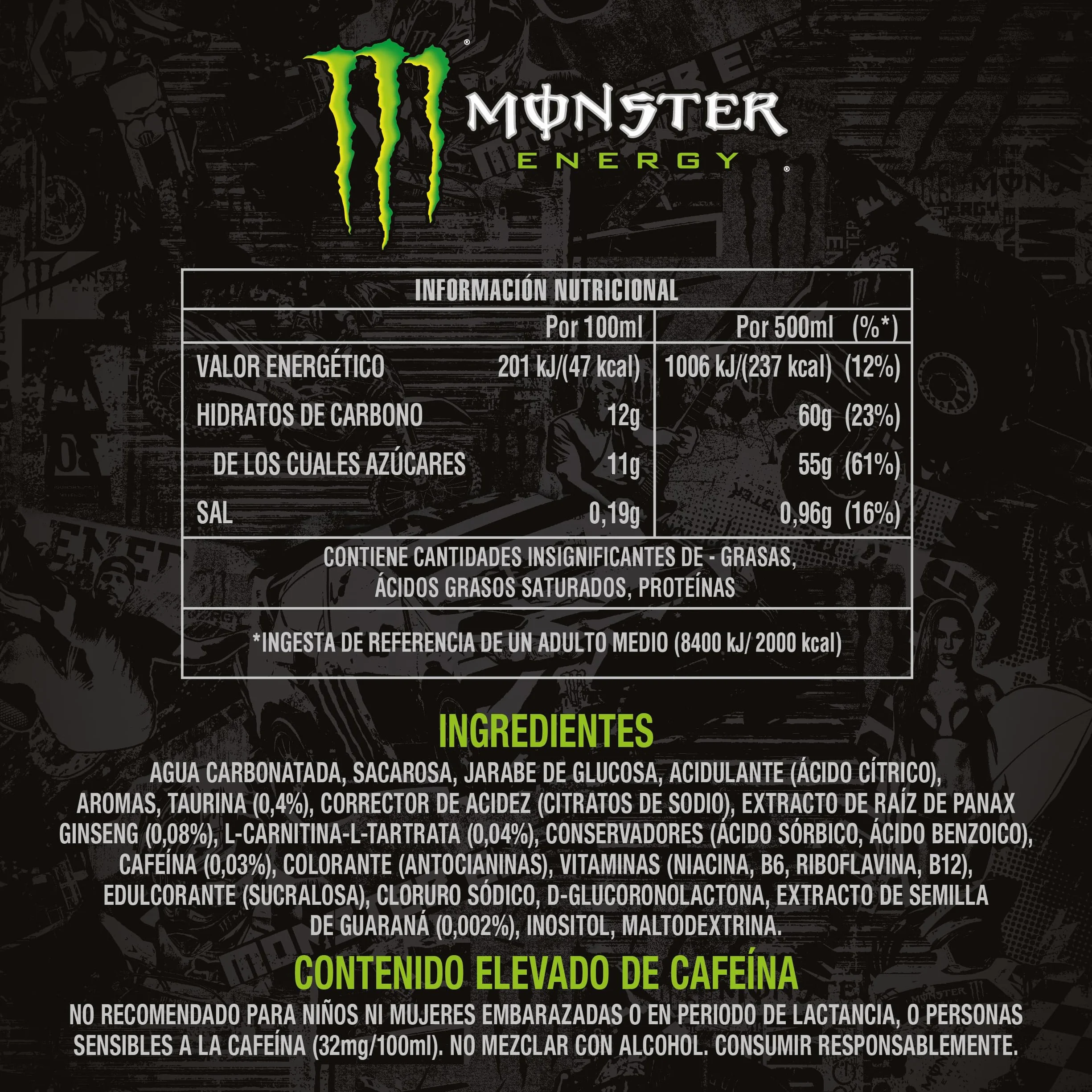 Monster Energy Original Bebida Energética Pack 4 Latas 500 ml