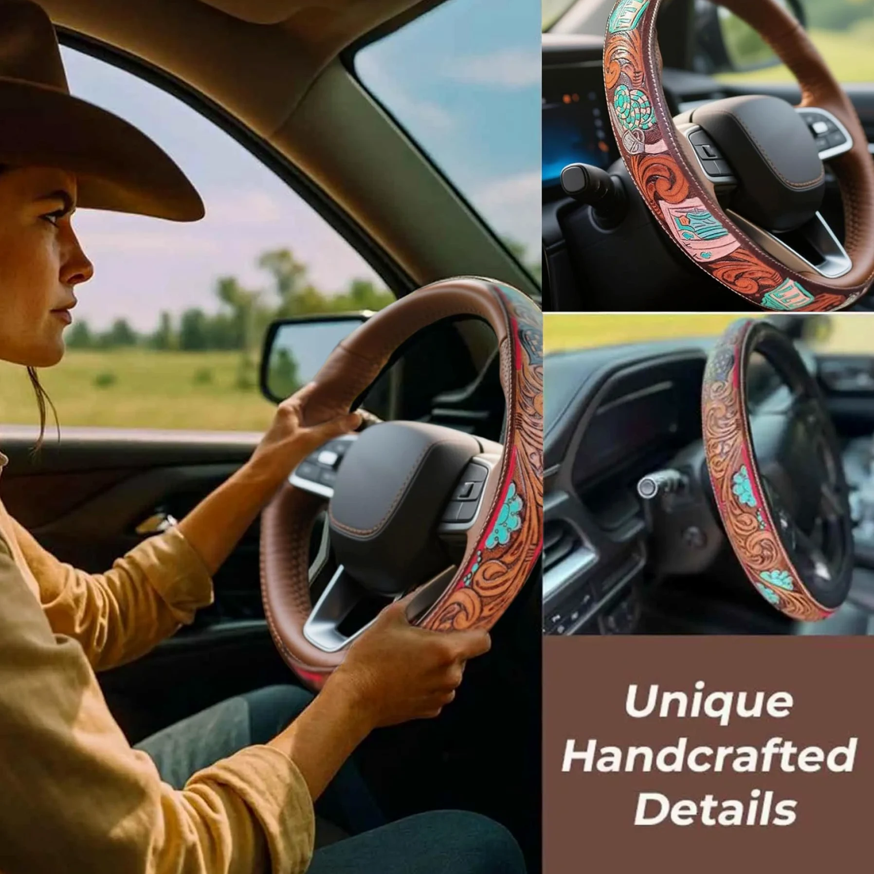 1 funda para volante de cuero, 15 fundas antideslizantes de cuero para volante, agarre transpirable de PU para una conducción segura y cómoda, estilo 1.