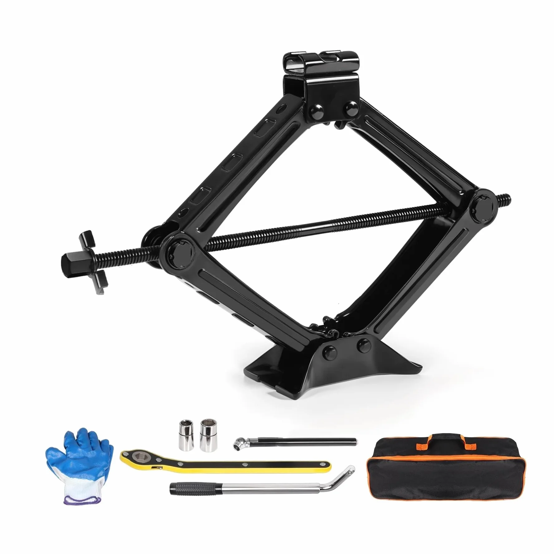 Kit de Gato para Coche de 2 toneladas, Kit de Herramientas para Gato de neumático, Kit de Emergencia Universal para Coche con Llave de Tuercas, Gato de Tijera de Material