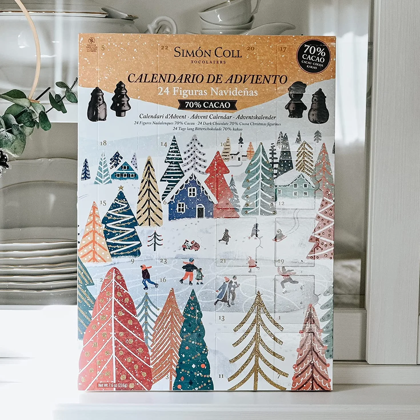 Simón Coll Calendario de Adviento Chocolate Negro 70% Cacao Figuras 3D 216gr 24 Chocolatinas