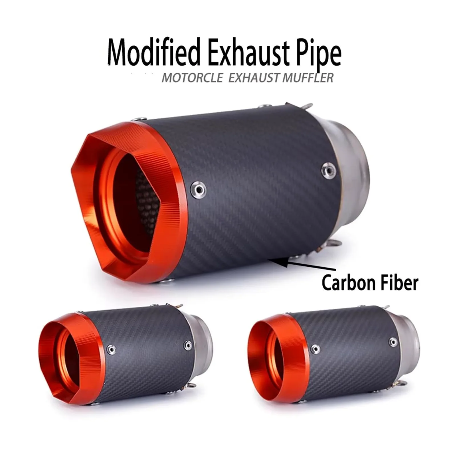 silencioso escape moto Para CB300R Para MT07 Para Z1000 Para Ninja400 | Tubo de escape de escape 51 mm/60 mm Universal A Silenciador escape de fibra de carbono de carreras(B2)
