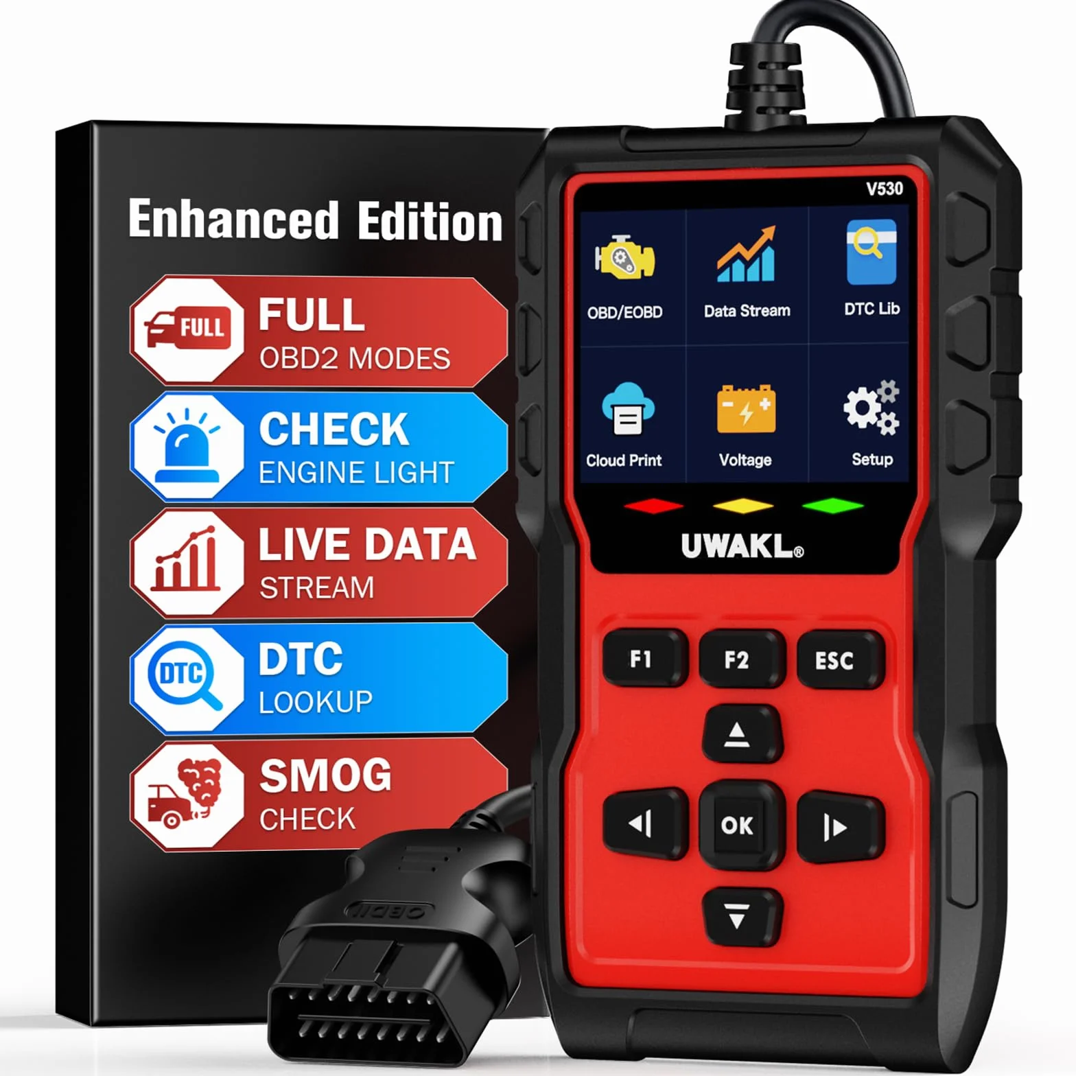 OBD2 Diagnosis Coche Scanner OBD: EOBD maquina Diagnóstico Coche en Español - Scanner OBD2 Multimarca Vehículos con Prueba de Batería - Lector Códigos Fallos Motor Autos Completas OBDII Funciones