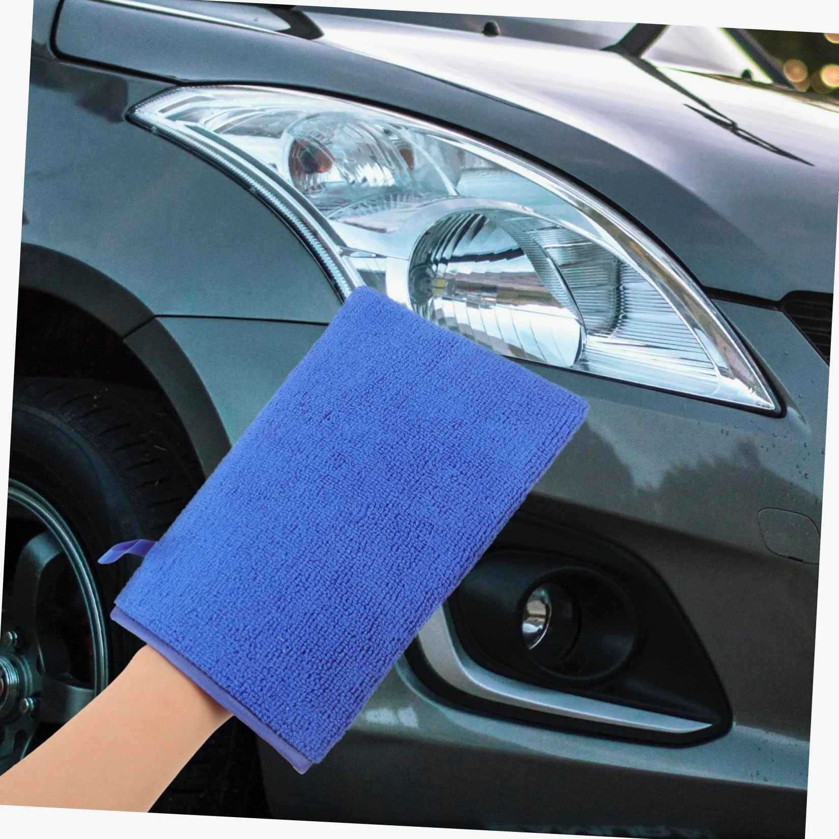 ULTECHNOVO 3piezas Guante Vado De Arcilla para Automóviles Manopla De Limpieza Reutilizable Toalla De Microfibra para Detailing y Pulido Elimina Contaminantes Pintura Azul
