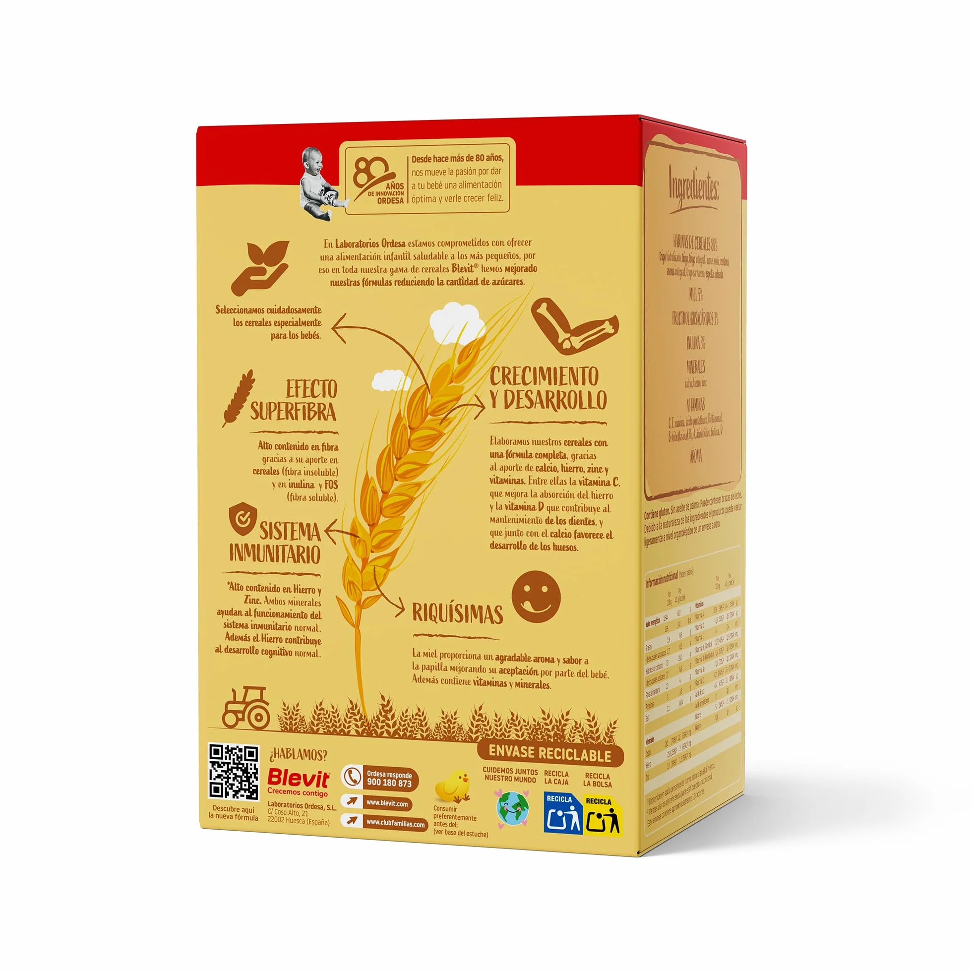 Blevit Superfibra 8 Cereales con Miel 500g Papilla para Bebé 5 Meses
