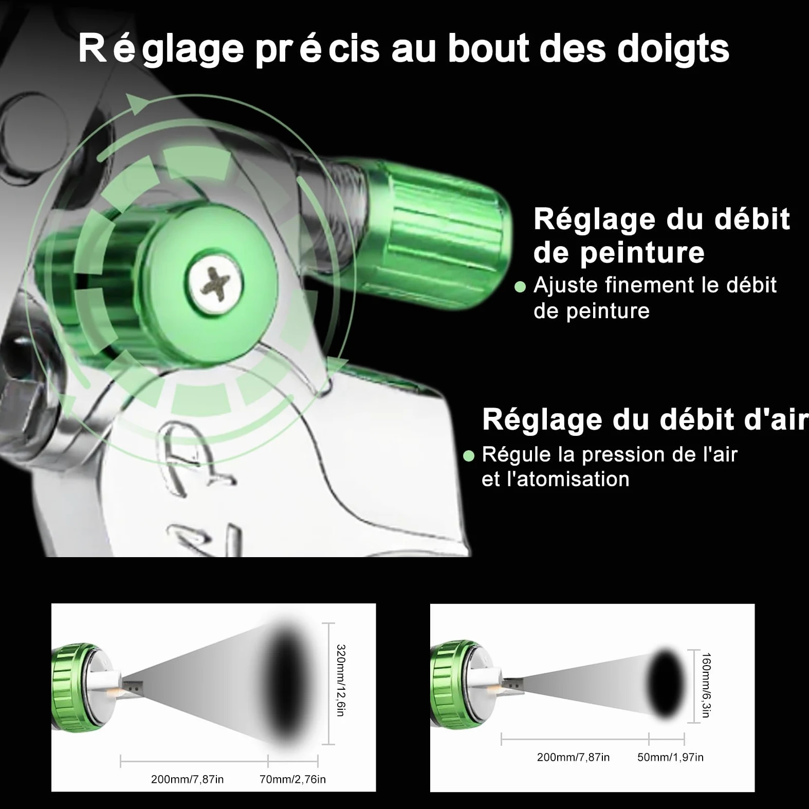 LVLP - Pistola de pulverización de Aire con 10 Tazas mezcladoras Desechables y regulador de Aire, Boquilla de 1.3/1.7/2.0 mm, Pistola de Pintura para automóviles, Pintura de casa, Muebles