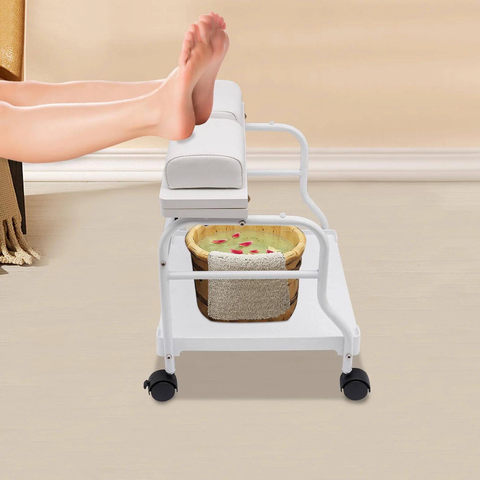 Carrito de herramientas para baño con ruedas ajustable para pedicura