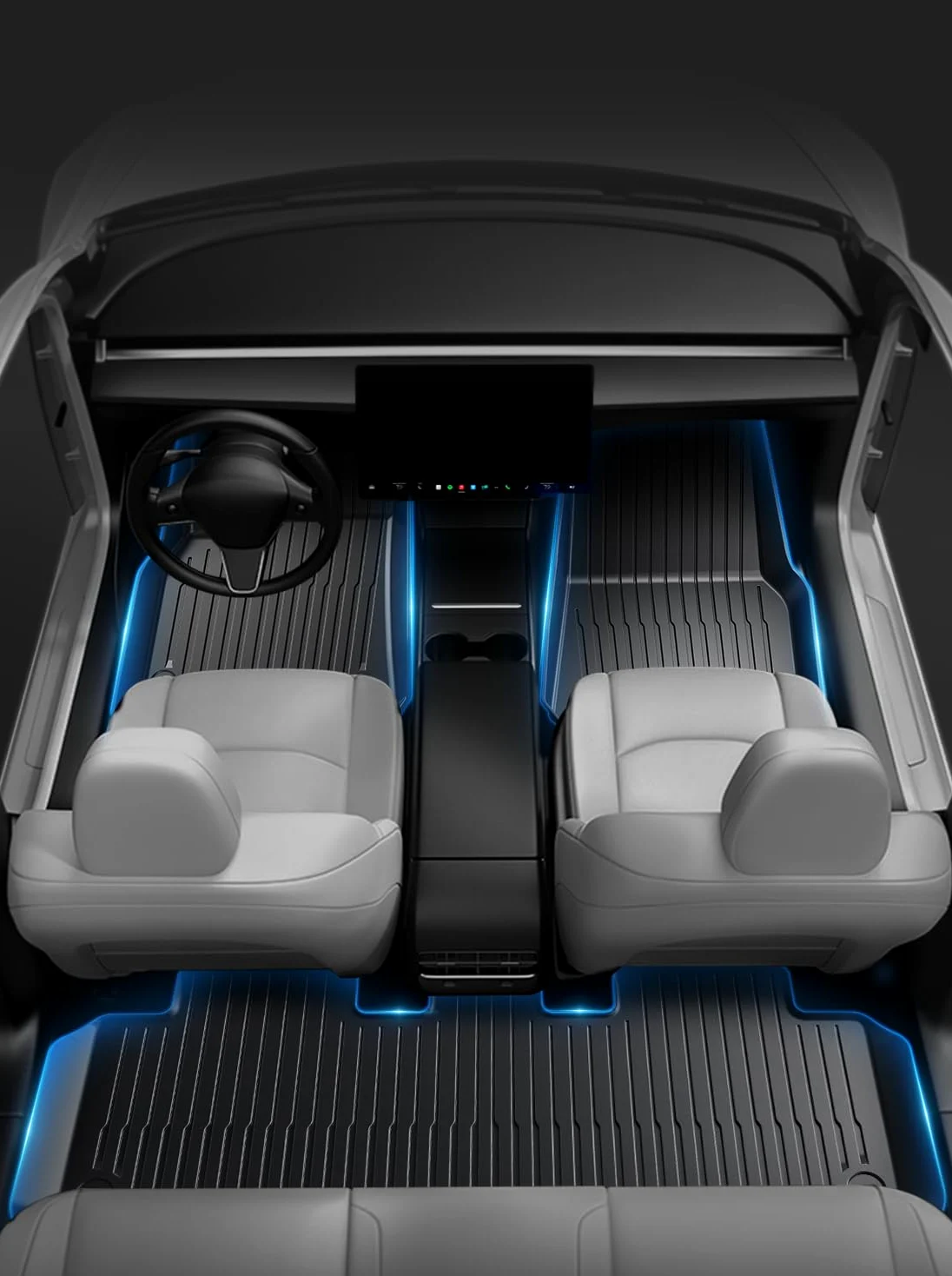 Alfombrillas de Coche TPE para Tesla Model Y 5 Plazas 2021 2024 Antideslizante Impermeable Negra