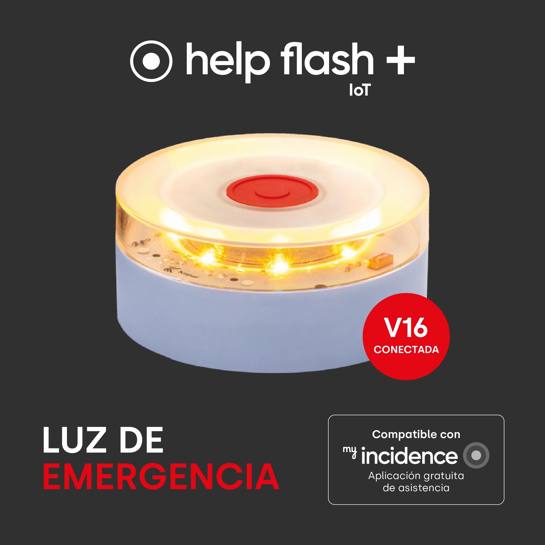 Luz de Emergencia V16 con Geolocalización, 290 candelas, Conectada DGT 3.0, Señal V-16 para Coches