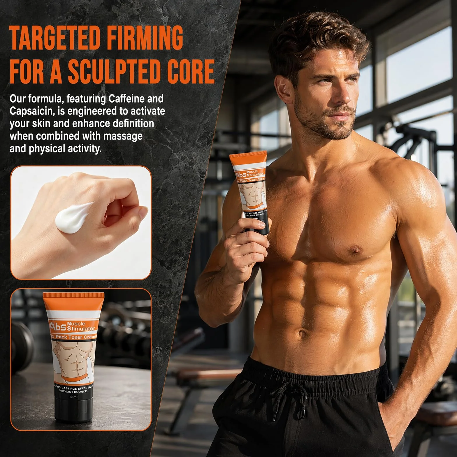 Crema Abdominal 2 Piezas, Crema De Masaje Con Efecto Calor, Gel Corporal Para Fitness Y Entrenamiento