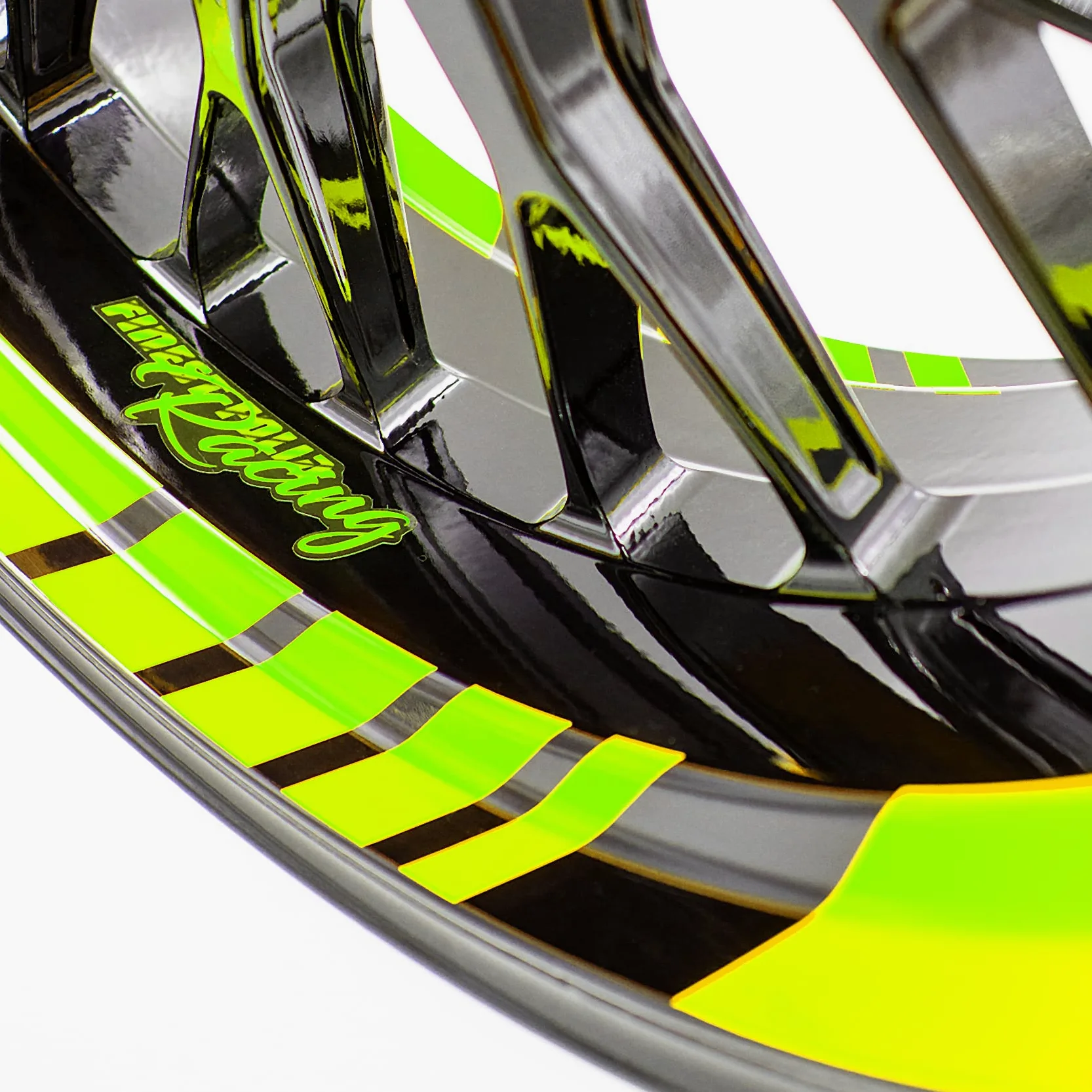Finest Folia Juego de 18 pegatinas para llantas de moto y coche, diseño completo, para llantas de 15", 16", 17", 18", 19 pulgadas, MR020 (amarillo neón)