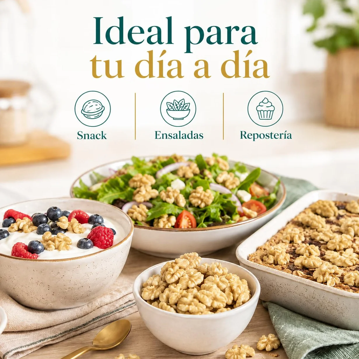 Samskara Nuez Pelada AL VACIO Gran Calibre a Mano Premium 600 g | Nueces Naturales Extra Light, Fruto Seco en Cuartos, Snack Gourmet 100% Natural sin sal
