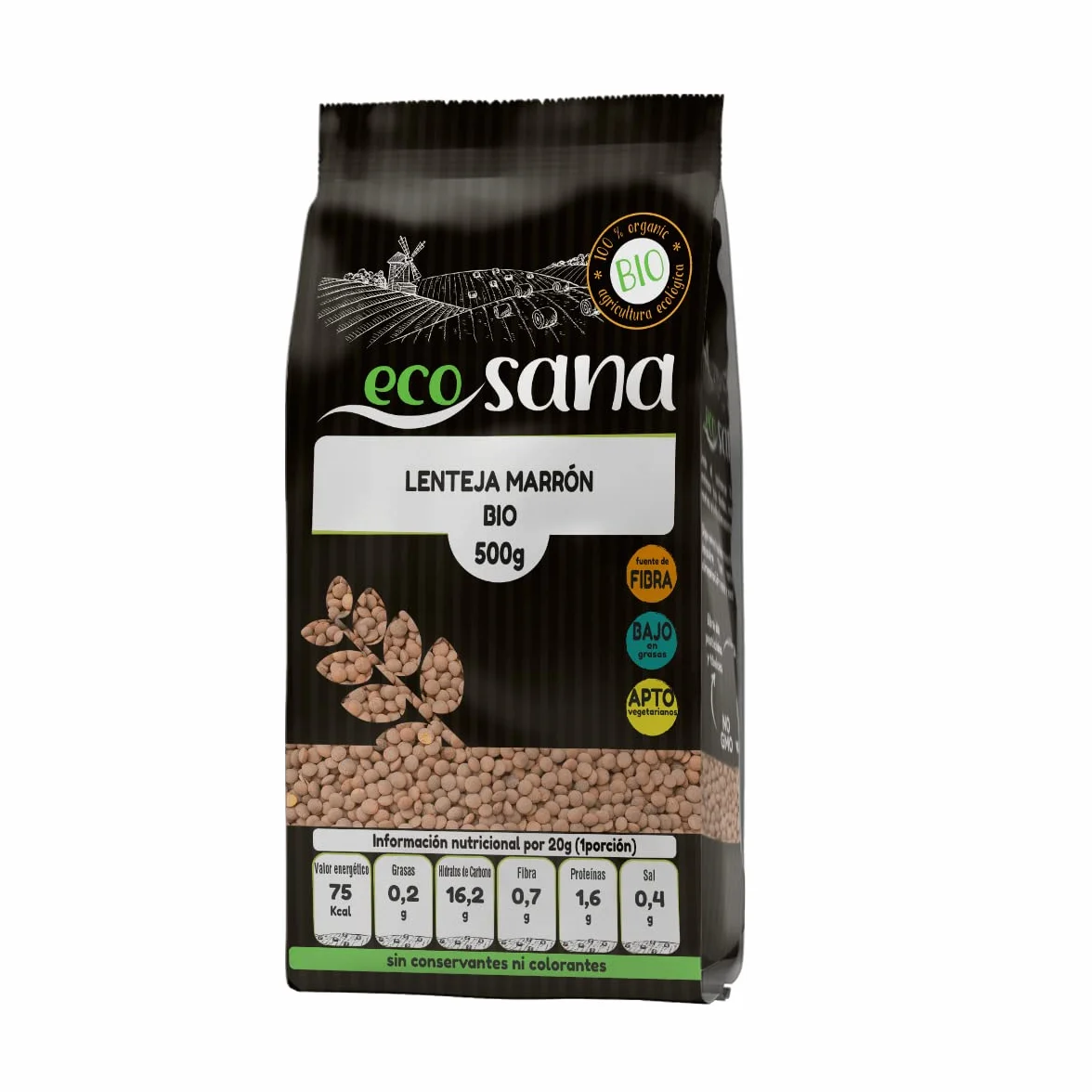 Drasanvi Lenteja Marrón Bio 500 g Ecosana Lentejas Ecológicas Alta Proteína Fibra Legumbre Natural