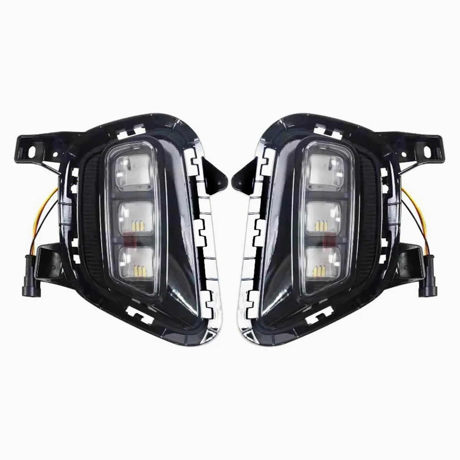 Intermitentes Automóviles 2 uds iluminación automática para Kia para Sonet 2020 2021 luz circulación diurna luz antiniebla LED DRL con señal giro amarilla(Shape A)