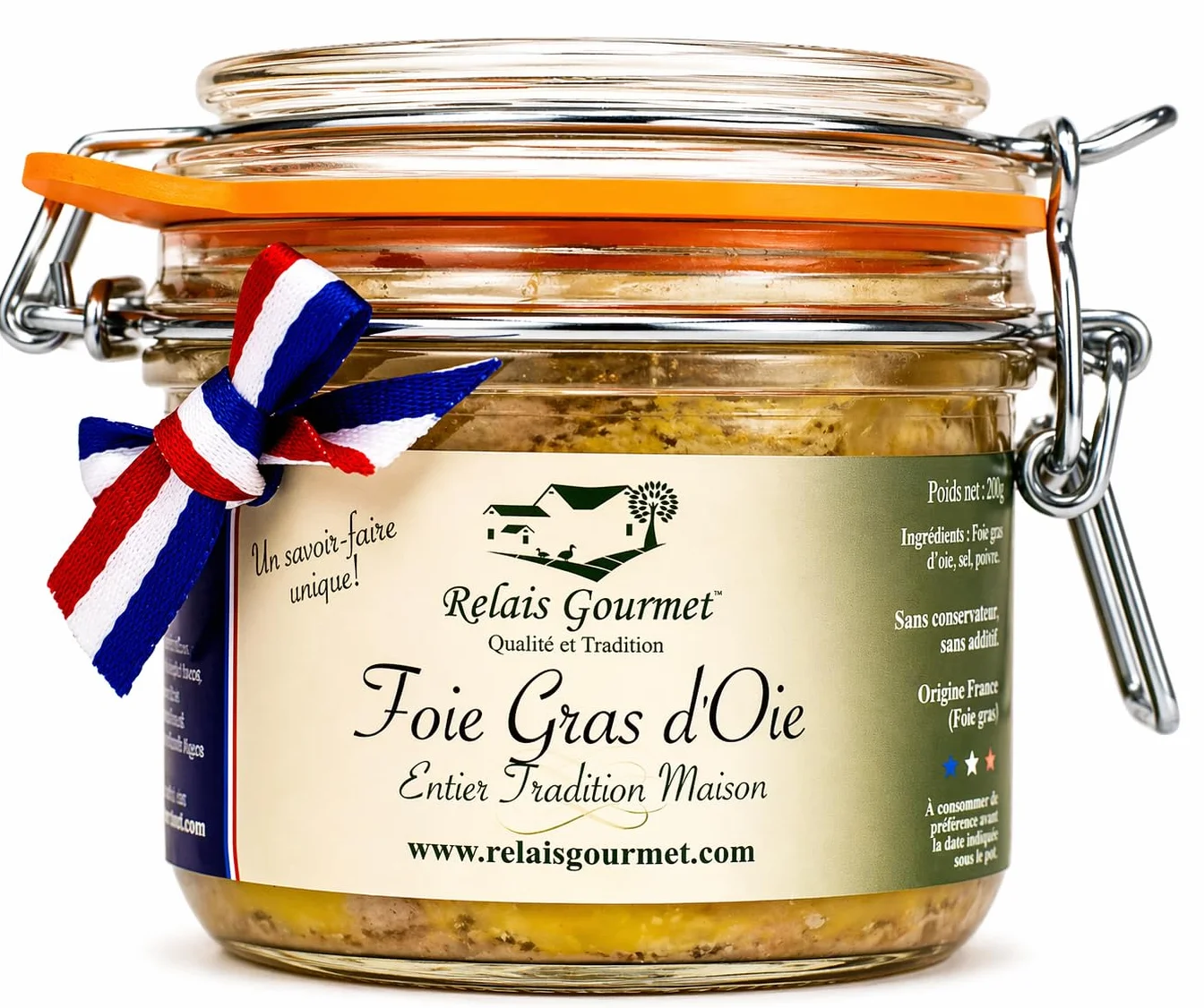 Foie Gras de Oca Entero Artesanal 200 g Relais Gourmet Francés del Suroeste Sin Conservantes
