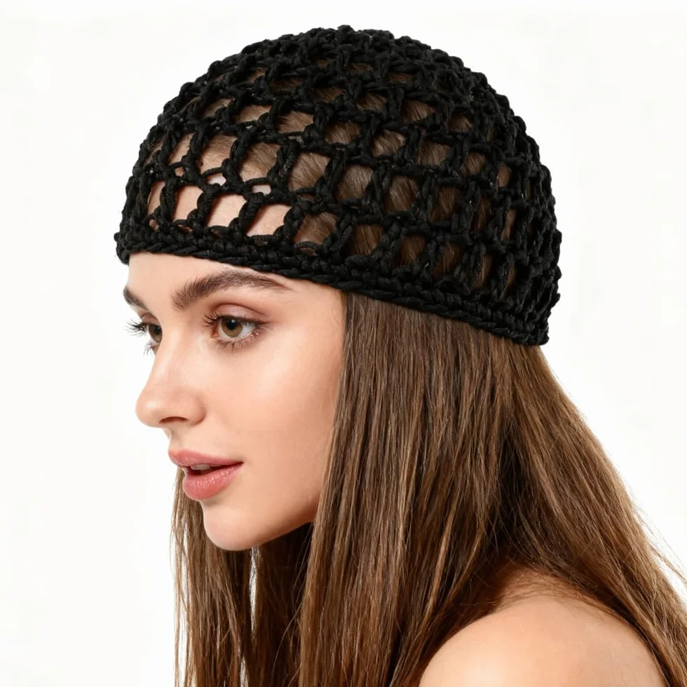 Gorro de malla de rayón para mujer transpirable para dormir ducha maquillaje redecilla gruesa