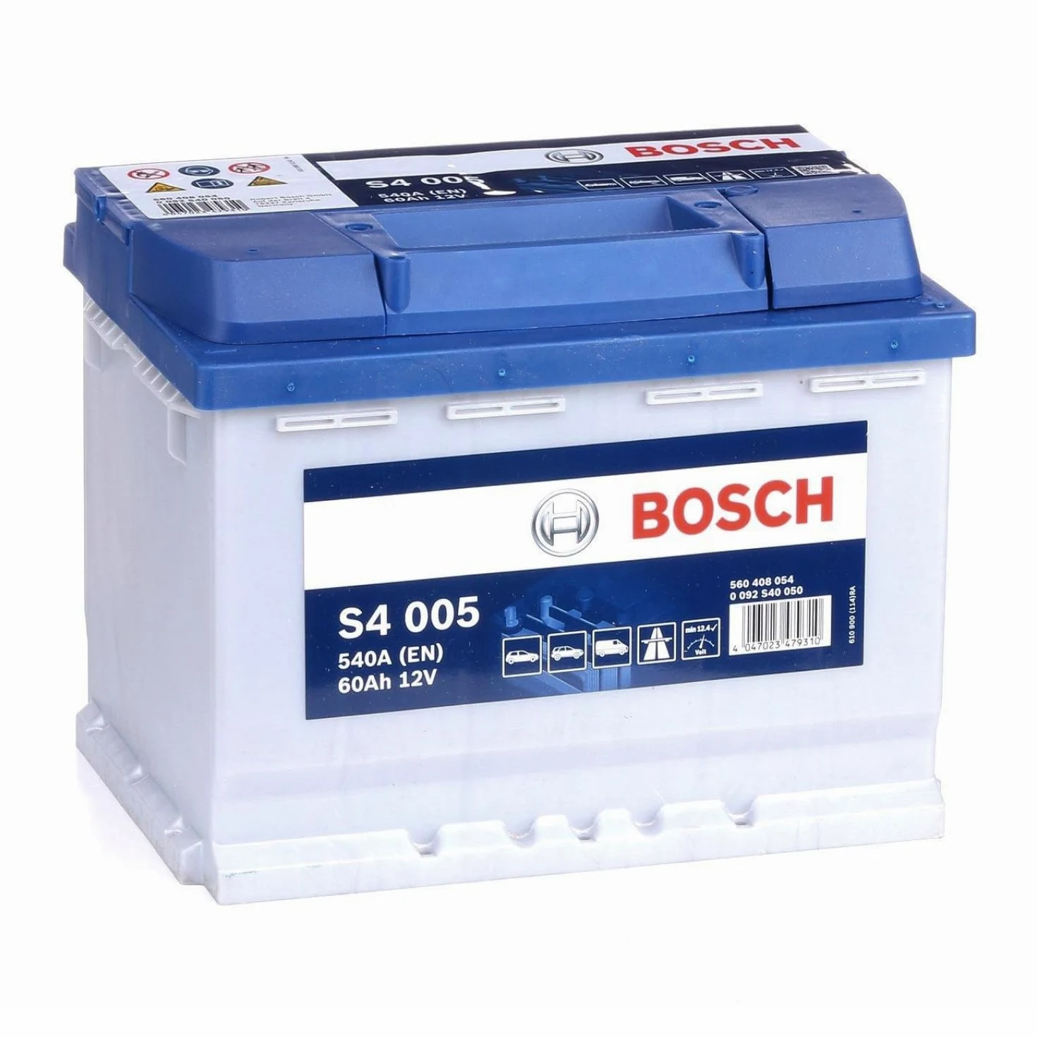 Bosch S4 005 Batería para Coche 60 A/h - 540 A - 12 V, de Plomo-Ácido para Vehículos sin Sistema Start/Stop, Polaridad Izquierda (-) Derecha (+), 242 x 175 x 190 mm