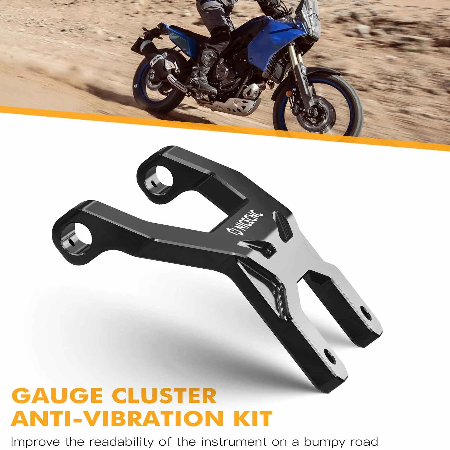 NICECNC Estabilizador de Tablero Negro antivibración Compatible with Yamaha Tenere 700 XTZ700 2019-2024, no es Compatible with Pantalla TFT Digital, aleación de Aluminio