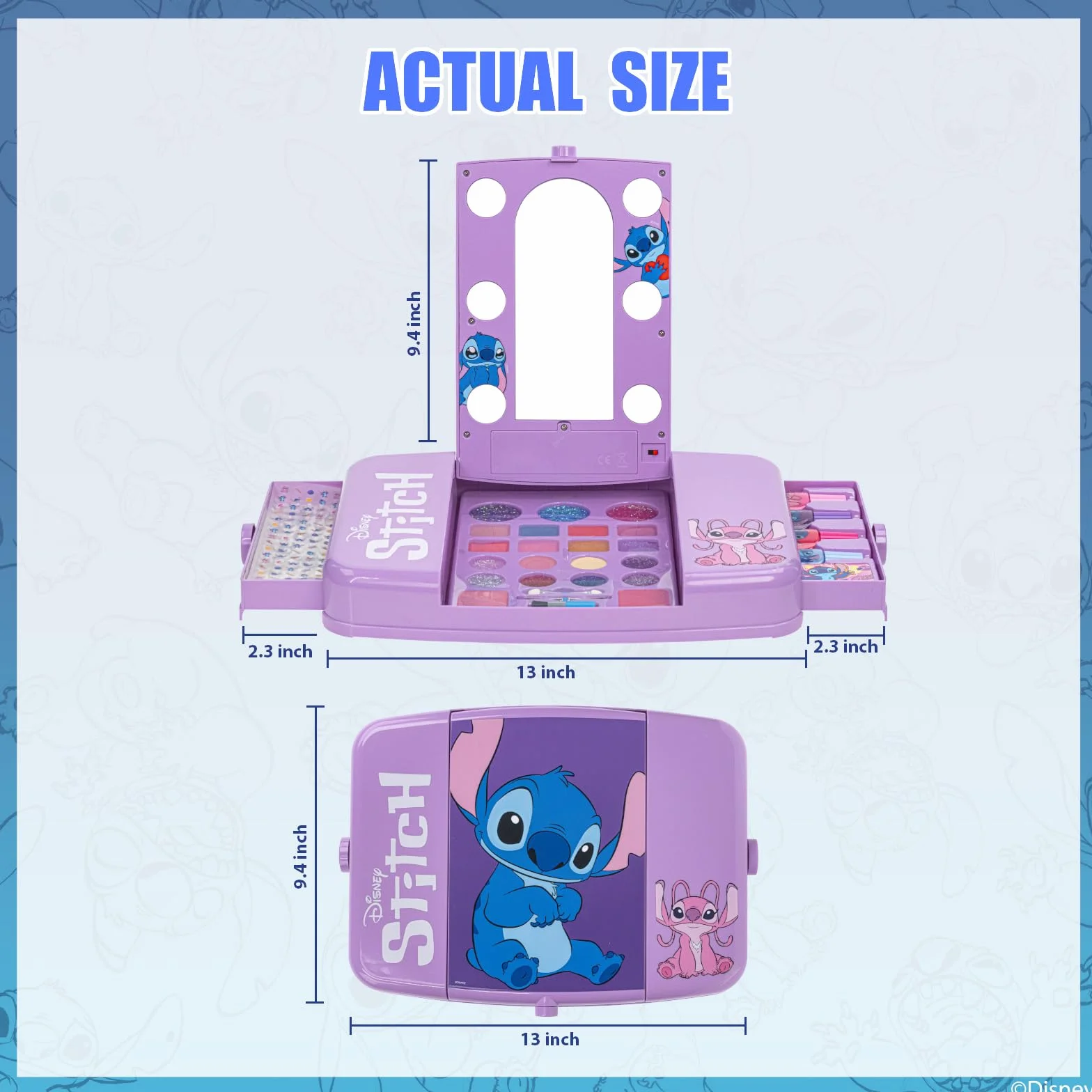 Stitch Set Maquillaje con Espejo Luminoso Gloss y Esmalte
