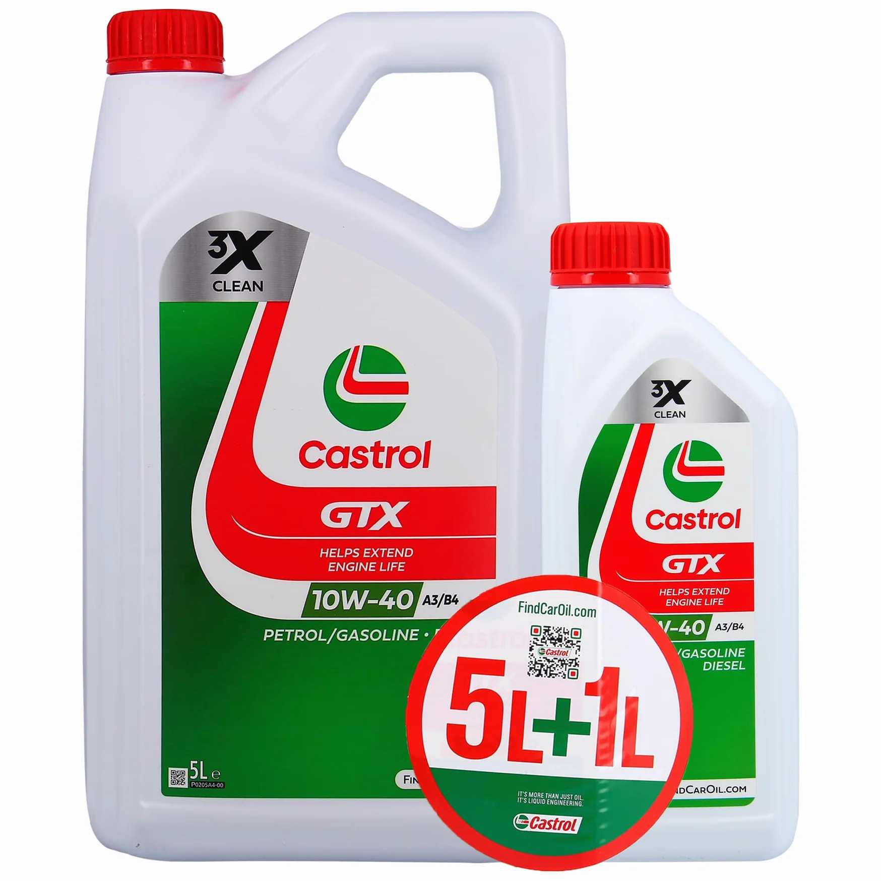 Huile Moteur - CASTROL GTX - 10W-40 A3/B4 - 5L+1L - 057026
