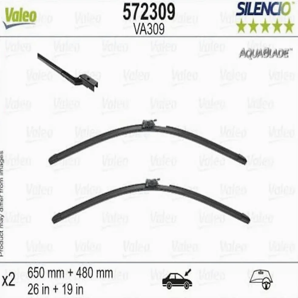 Valeo Silencio 2x AquaBlade Limpiaparabrisas VA309 - Delanteras
