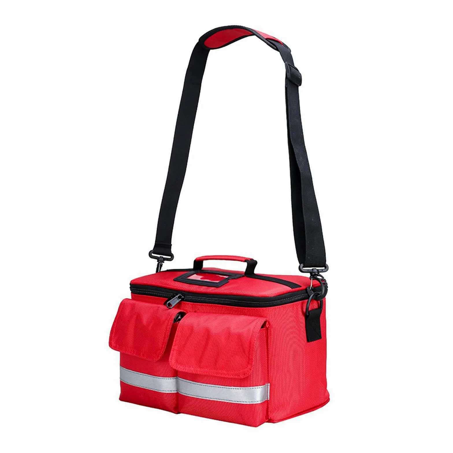 Bolsa de botiquín de primeros auxilios, bolsa almacenamiento vacía, primeros auxilios para senderismo, oficina, viajes, azul oscuro, rojo, 32x19x18cm