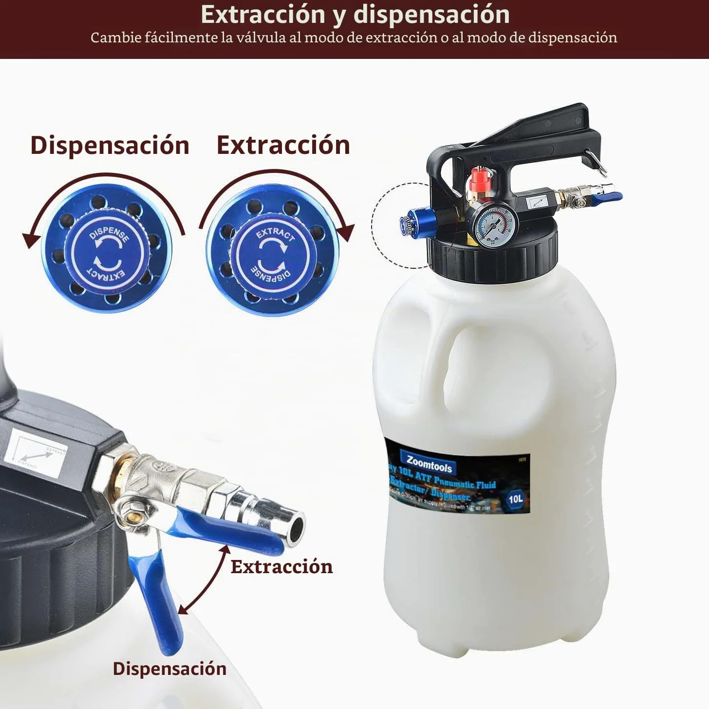 10L Bomba de Transferencia de Fluido de Transmisión Neumática, Bomba de Llenado de Aceite de Caja de Cambios con 13 Adaptadores ATF