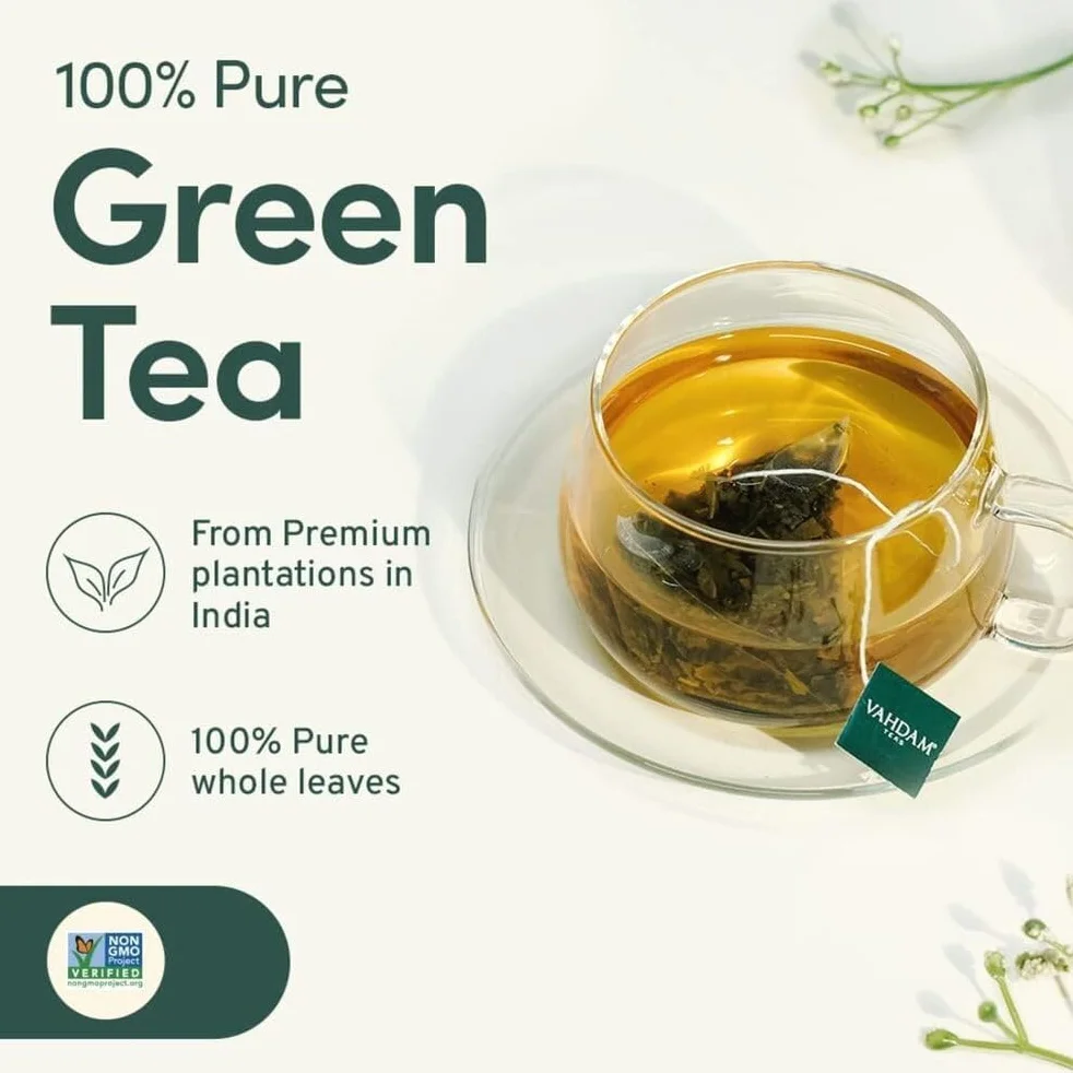 VAHDAM Caja de Regalo de Té Verde Surtida 6 Sabores 36 Bolsas Piramidales
