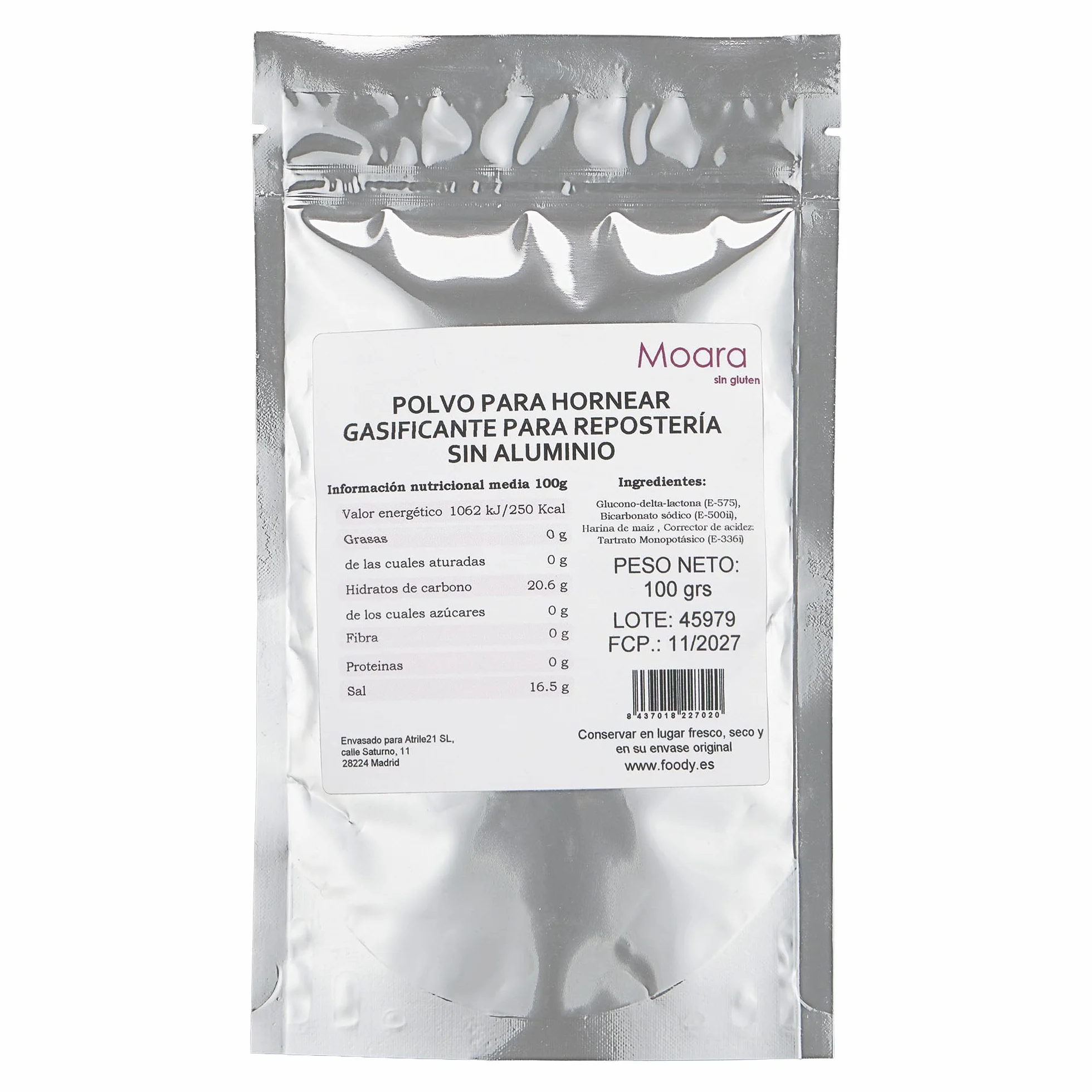 MOARA Impulsor para Repostería Sin Aluminio Sin Gluten Vegano 100 g