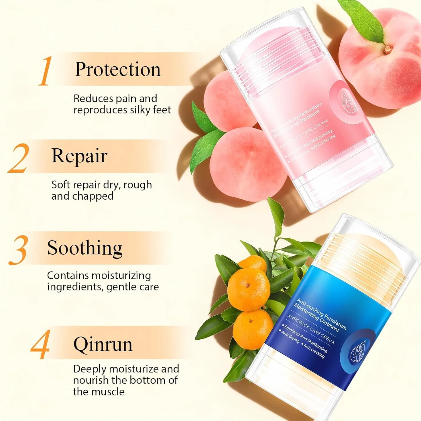 Crema Reparadora Piel Agrietada con Urea 40g*2, Bálsamo Hidratante No Graso para Talones, Manos y Codos