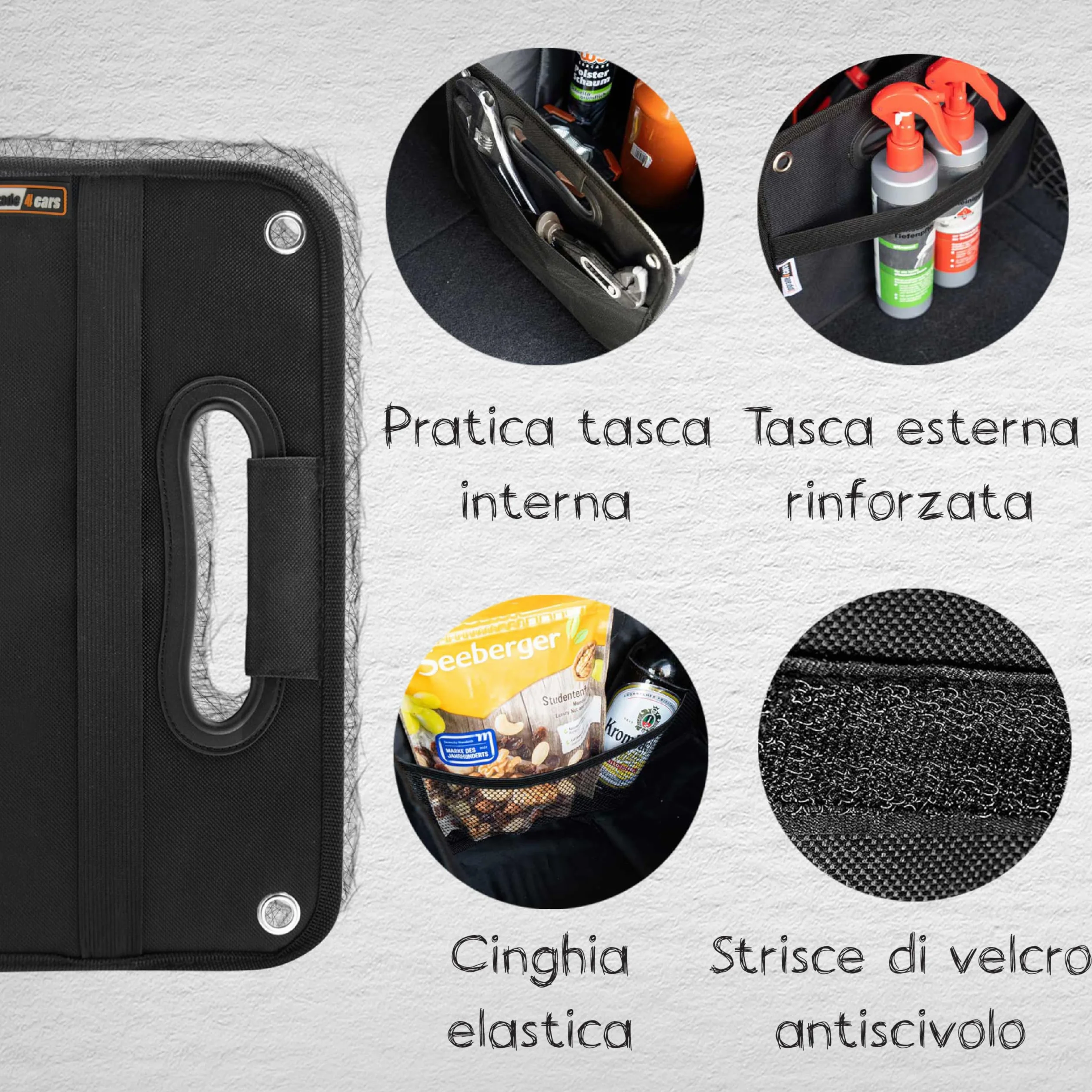 Upgrade4cars Bolsa para Maletero de Coche | Organizador para Compras, Herramientas y Limpieza | Mala Organizadora Carro Caja Plegable Almacenaje Accesorios Interior