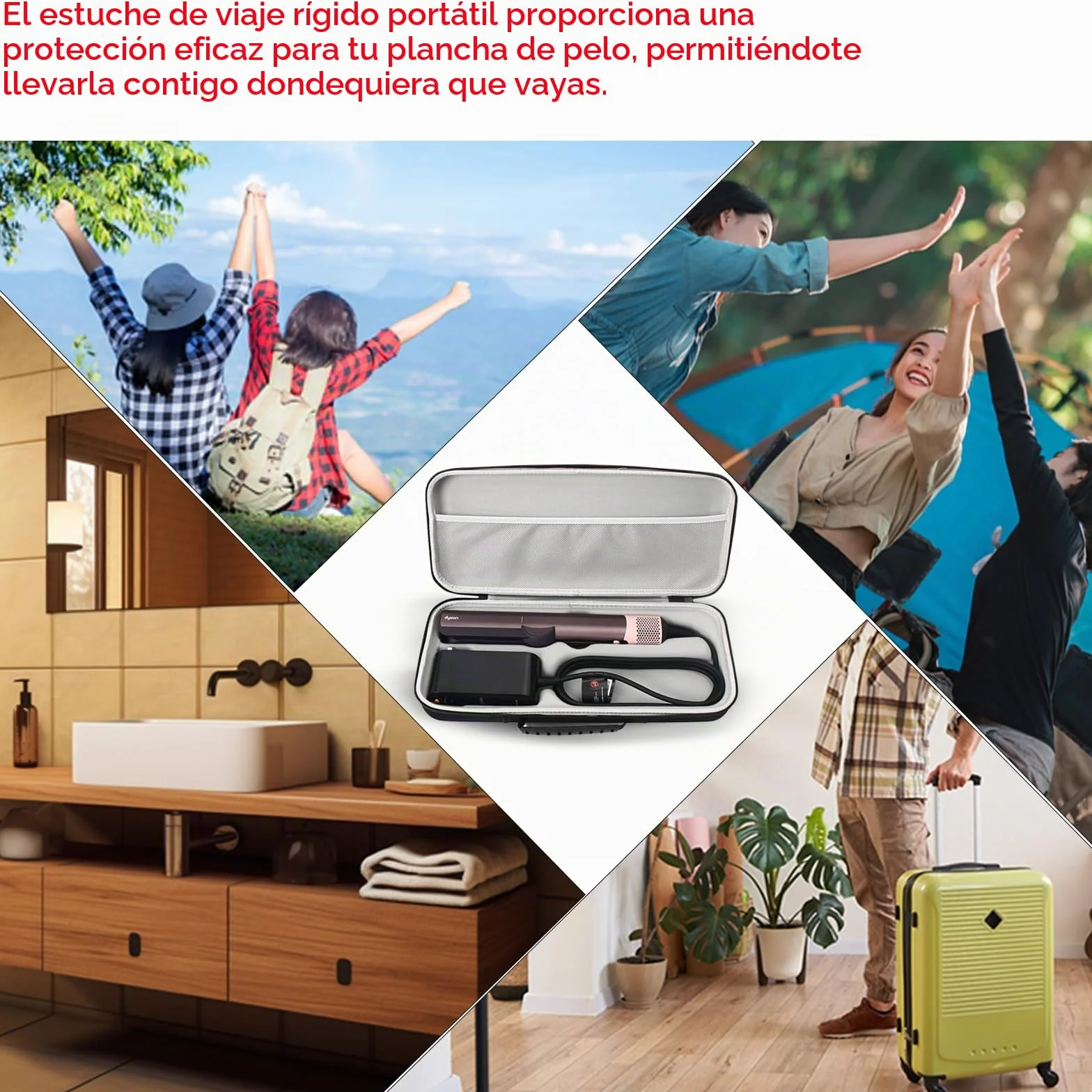 Funda rígida de viaje impermeable a prueba de golpes para Dyson Airstraight HT01, negro, M