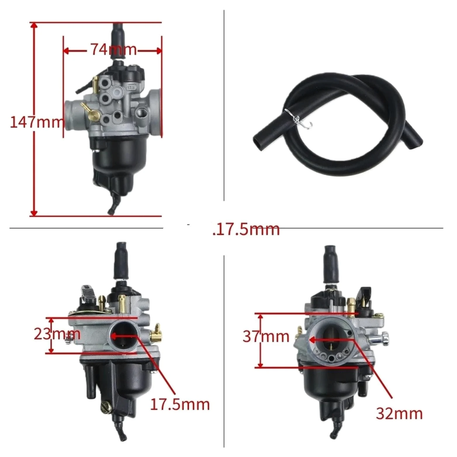 Motosierra Carburador Carburador Motocicleta 175mm Para Dellorto Para PHVA17 Para PHVA Para Tomos A55 50cc 80cc Para MBK Para Booster 2 Tiempos Dirt Pit Bike