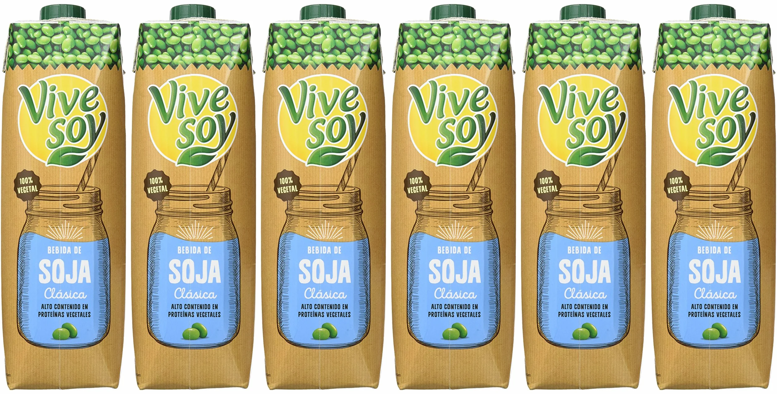 Vivesoy Bebida de Soja Natural Pack de 6 x 1 L