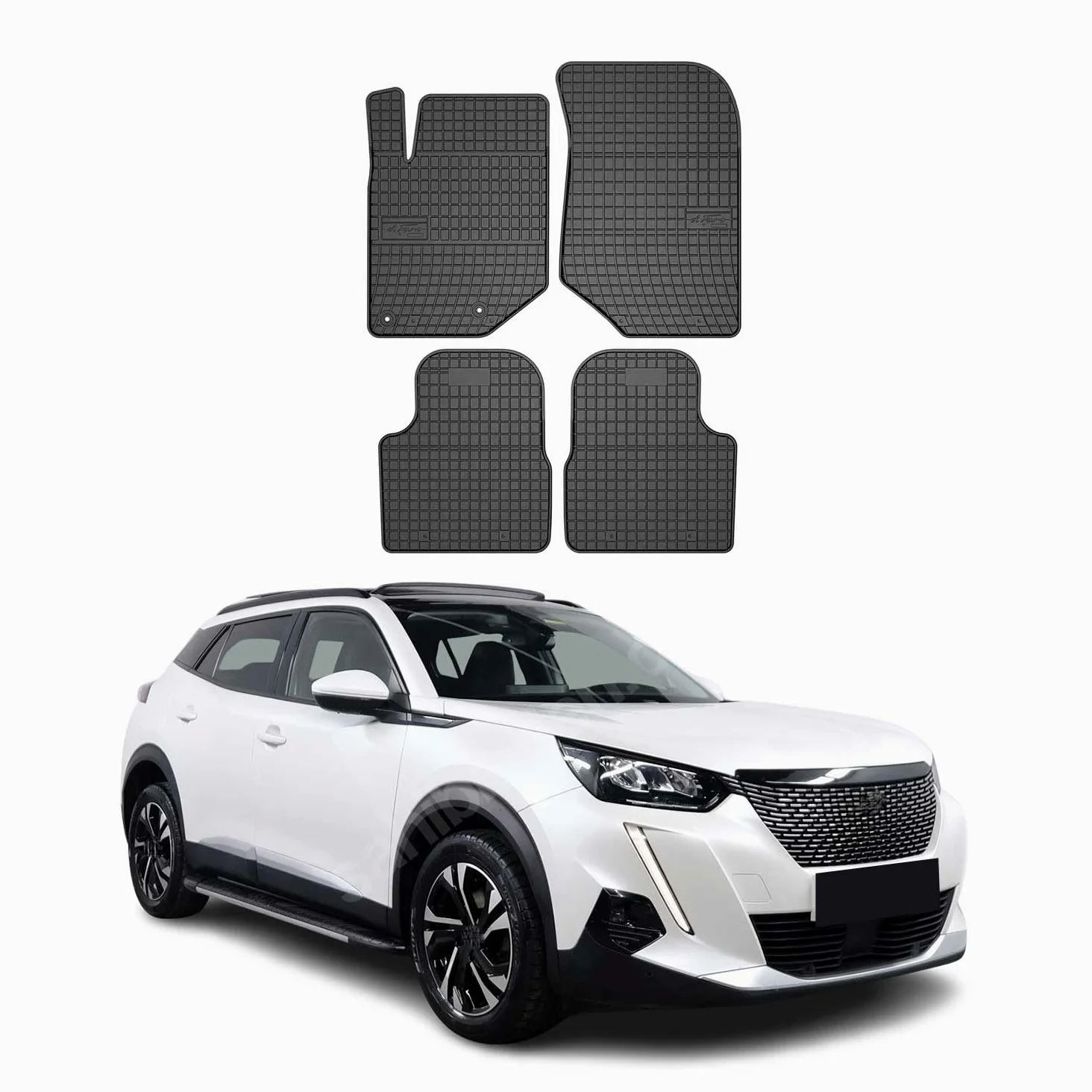 OMAC Alfombrillas de Goma Compatibles con Peugeot 2008 2019-2026 Alfombrillas de Coche Goma Negro 4tlg