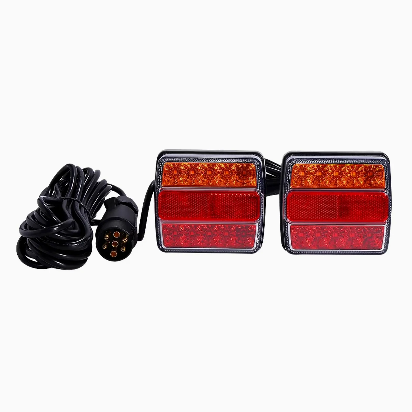 Conjuntos de Luces traseras magnéticas de 12 V para Remolque, Kit de Luces traseras con Cable de 7,5 m y Placa de Enchufe de 7 Pines para automóviles, Camiones y Plataformas.