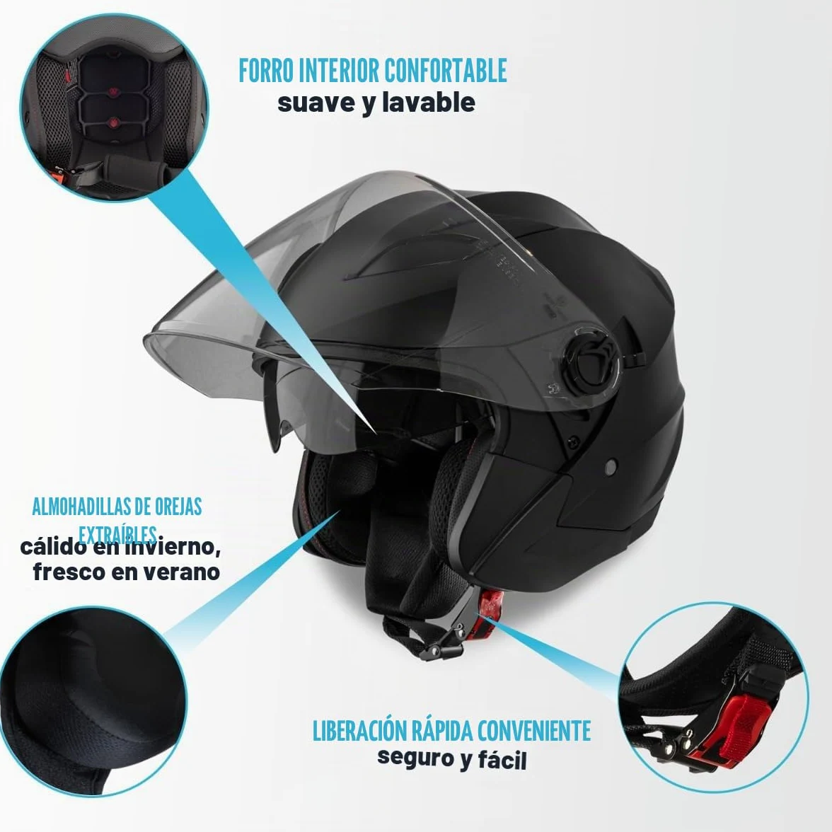 VINZ Calobra Casco Jet con Visera Solar | Casco Scooter & Moto & Ciclomotor | ECE 22.06 Homologado | En Tamaño XS - XXL | para Hombre y Mujer