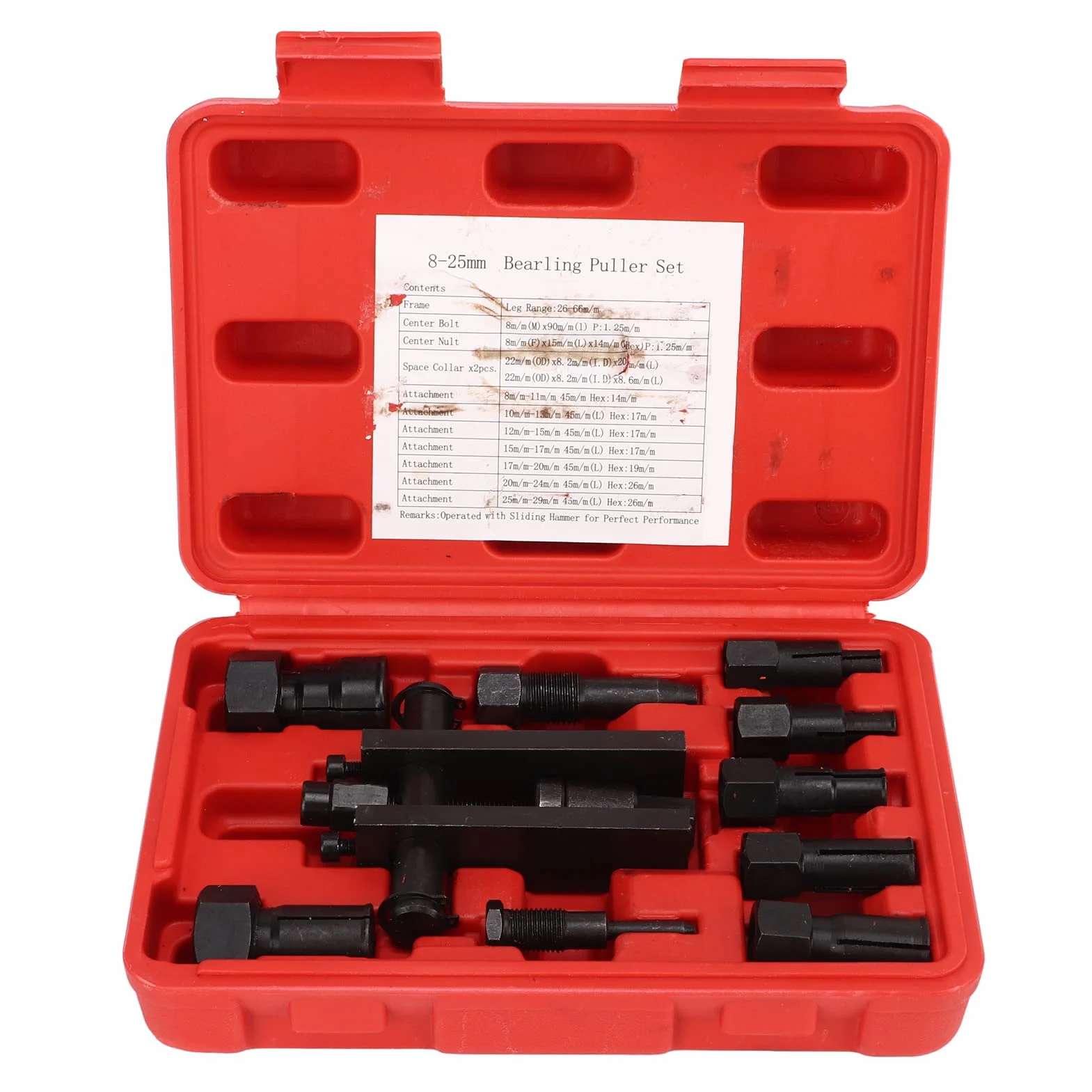 Remopador de agujero del extractor de relleno interno de 10 piezas de rodamiento interno de 10 piezas, kit de extracto de extracto de extracto de rodamiento interno