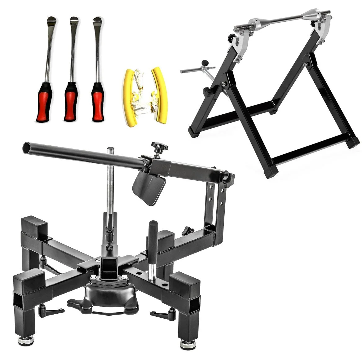 Destalonadora neumatiomotos Set + Equilibradora Ruedas + Útiles Montaje