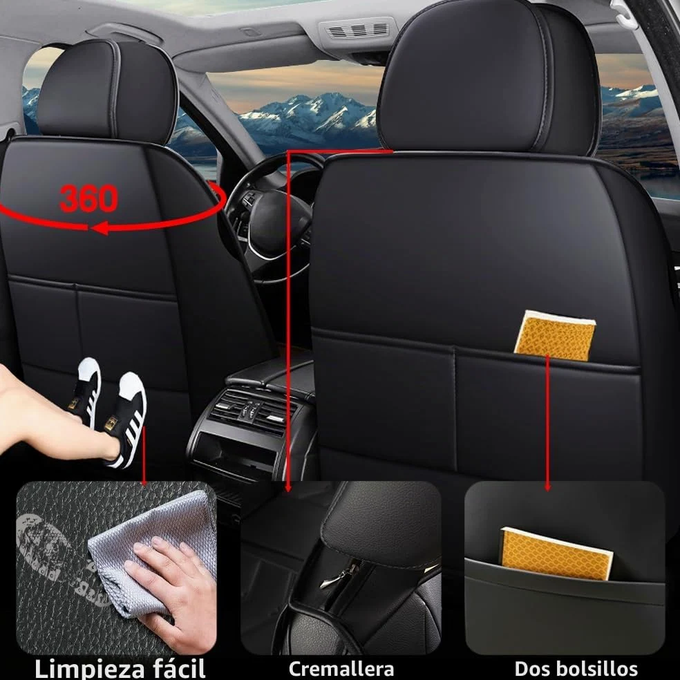 Juego de 2 fundas de asiento de coche para Mercedes Benz Clase B, Clase C, Clase E, GLB, GLK, GLC, GLE (negro)