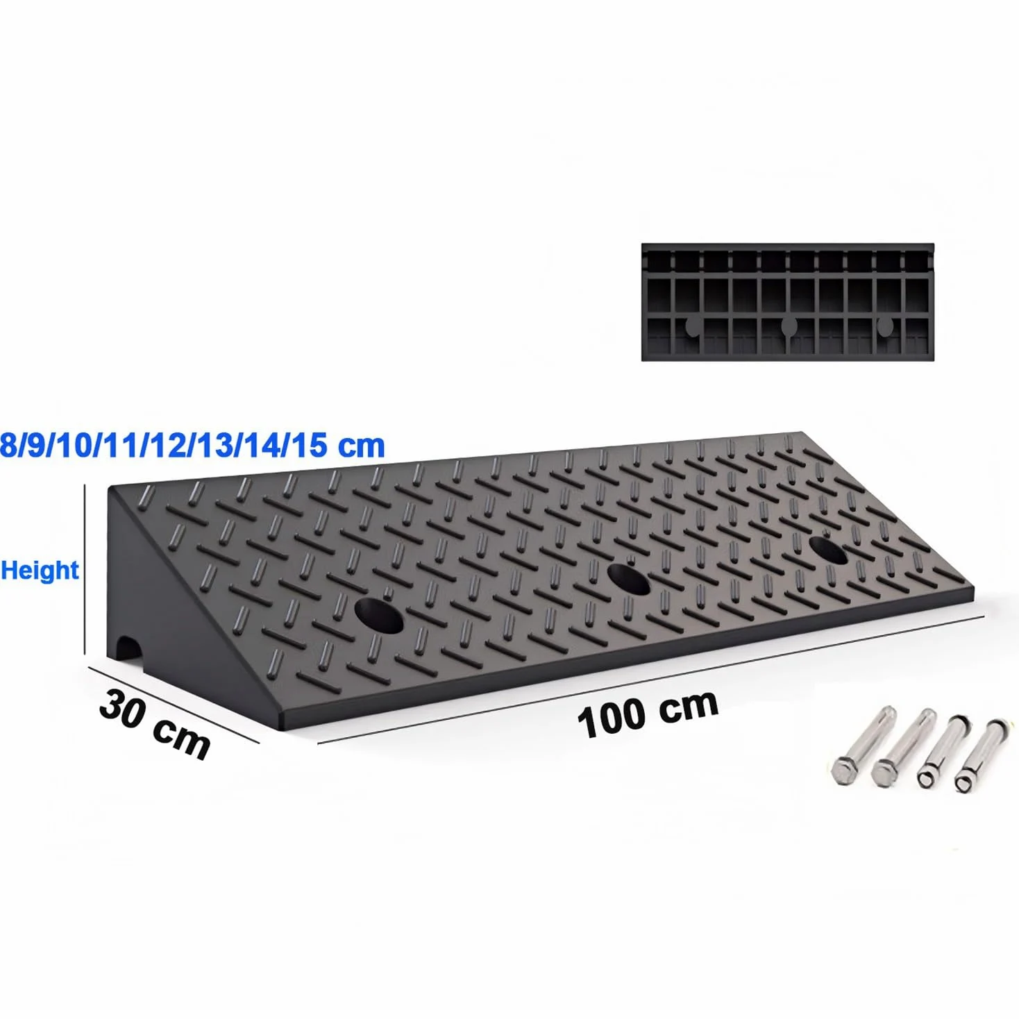 Rampa de Goma para Bordillos, rampa para umbrales, Capacidad de Carga de 11023lbs, rampa para entradas de Garaje, muelles de Carga, Coches, aceras y sillas de Ruedas(Height 8cm)