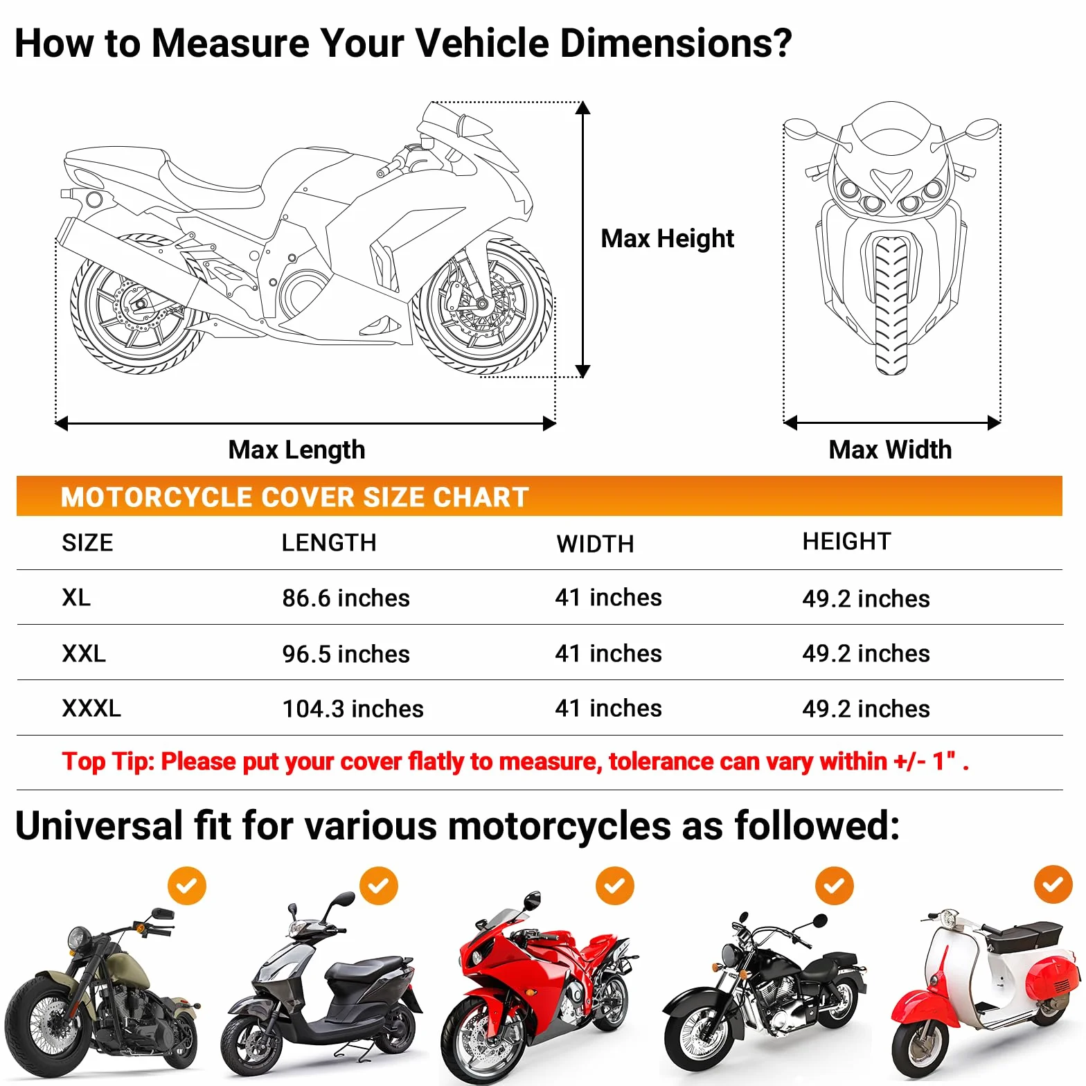 Favoto Funda para Moto Cubierta de Moto Oxford Impermeable Protectora a Prueba de Sol Lluvia Polvo Viento Nieve Excremento de Pájaro al Aire Libre, 245x105x125cm Negro+Plata