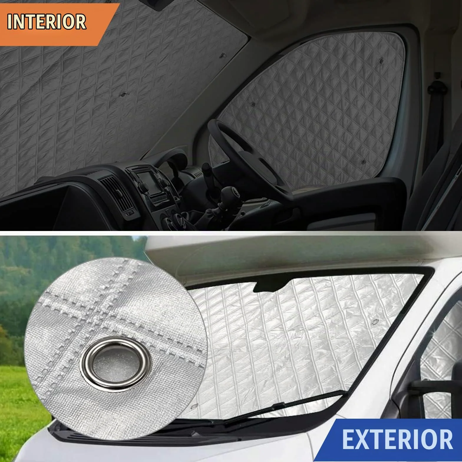 Protector de Parabrisas para Cubierta de Parabrisas de Coche para FIAT Ducato 2006-2021,Parasol Coche Termico,Cubierta de Parasol Interna para el Automóvil,Parasol Plegable（3 Piezas ）