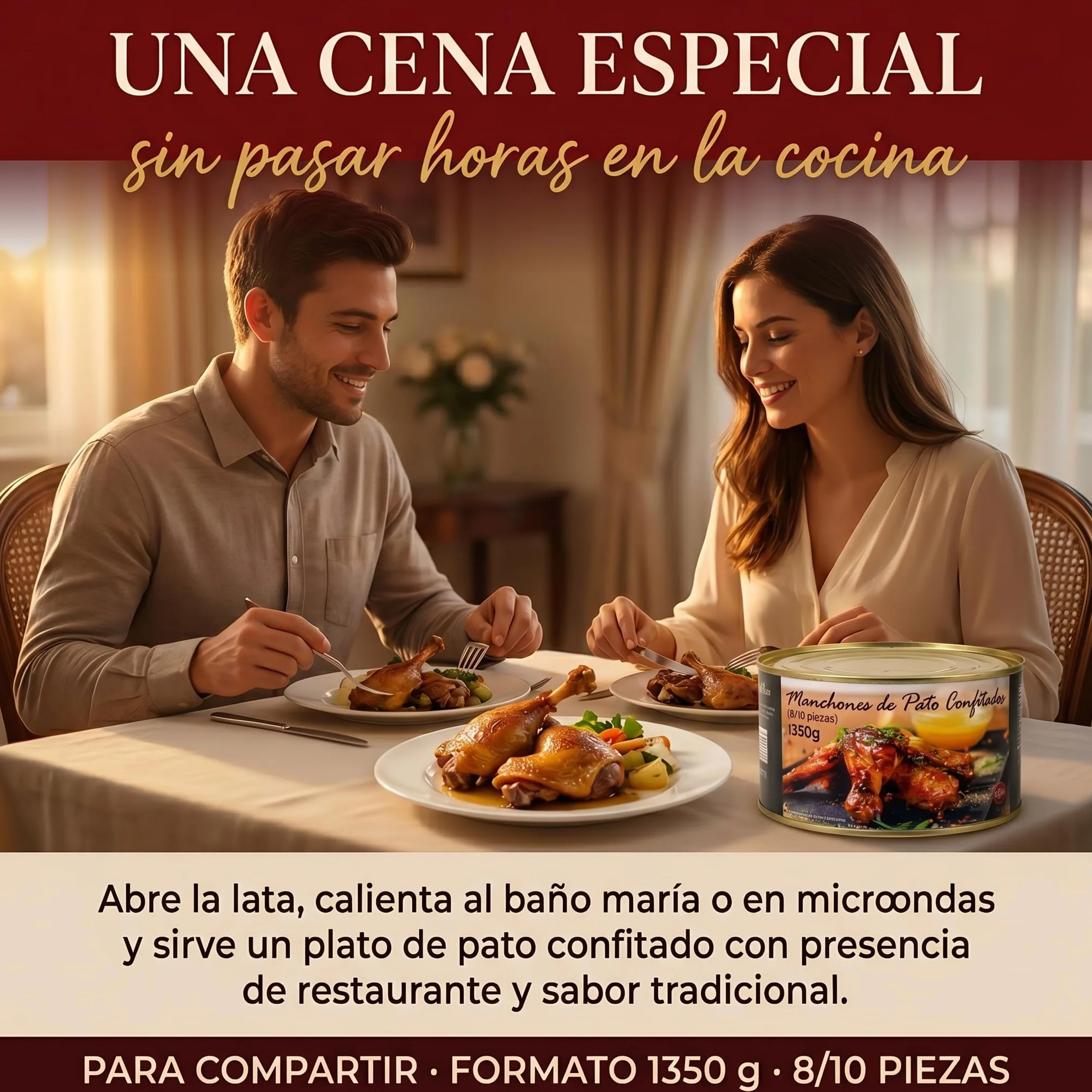 POLGRI Confit de Pato Manchones Lata 1350 g 8/10 Unidades Conserva Gourmet