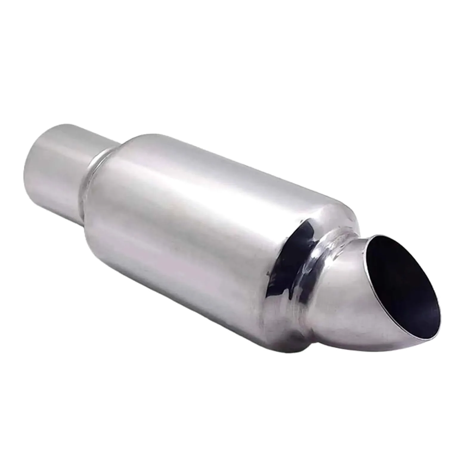 Genérico Silenciador Escape Silenciador Escape Universal para Coche 63 Mm 2,48 Pulgadas Punta Plateada Tubo Acero Inoxidable Garganta Trasera Recta Tubo Escape Coche Coche