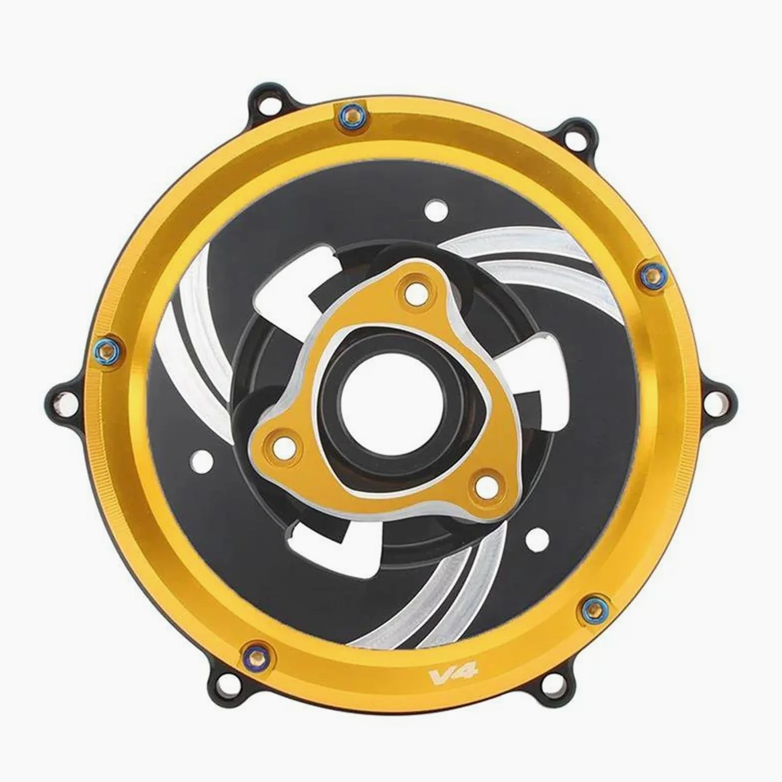 Accesorios Motocicletas Protector De Retén Muelle para Tapa Embrague, Motor Competición, para Ducati para Panigale V4 2018-2023, Kit Placa Presión(Black Yellow)