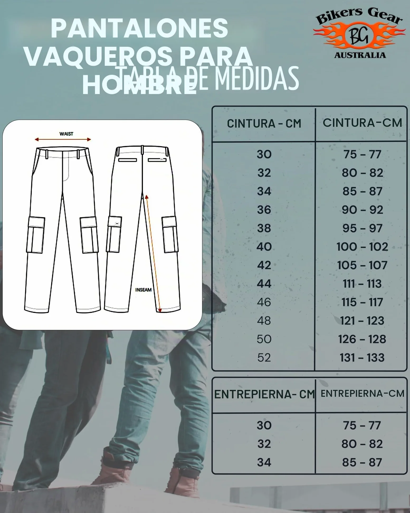 Bikers Gear Australia - Vaqueros de Motocicleta Modernos Estilo Chino con Forro Kevlar, con protección CE 1621-1