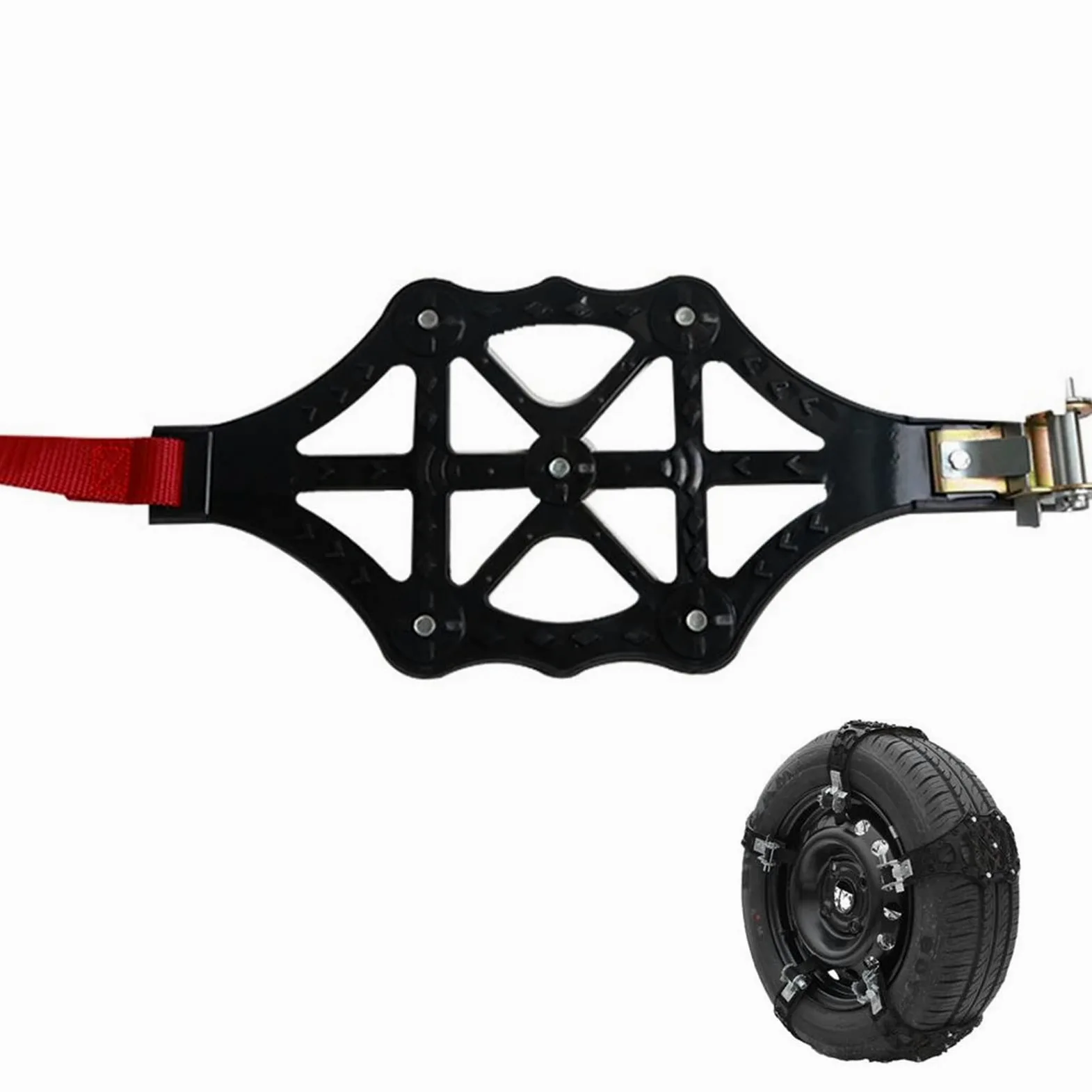 Cadenas de nieve ajustables, Cadenas de nieve for coche TPU negras 36,5x55cm
